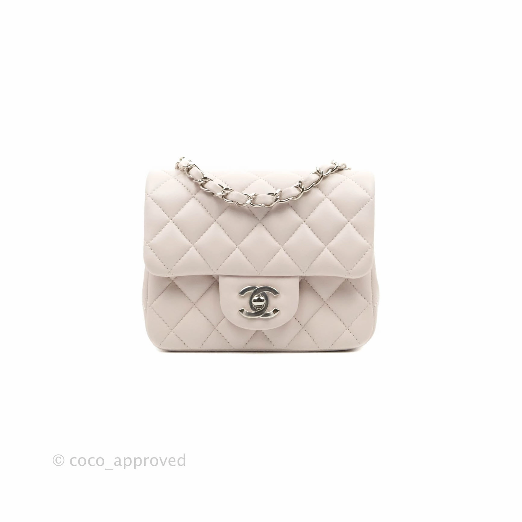 Chanel Mini Square Quilted Pale Lilac Silver Hardware