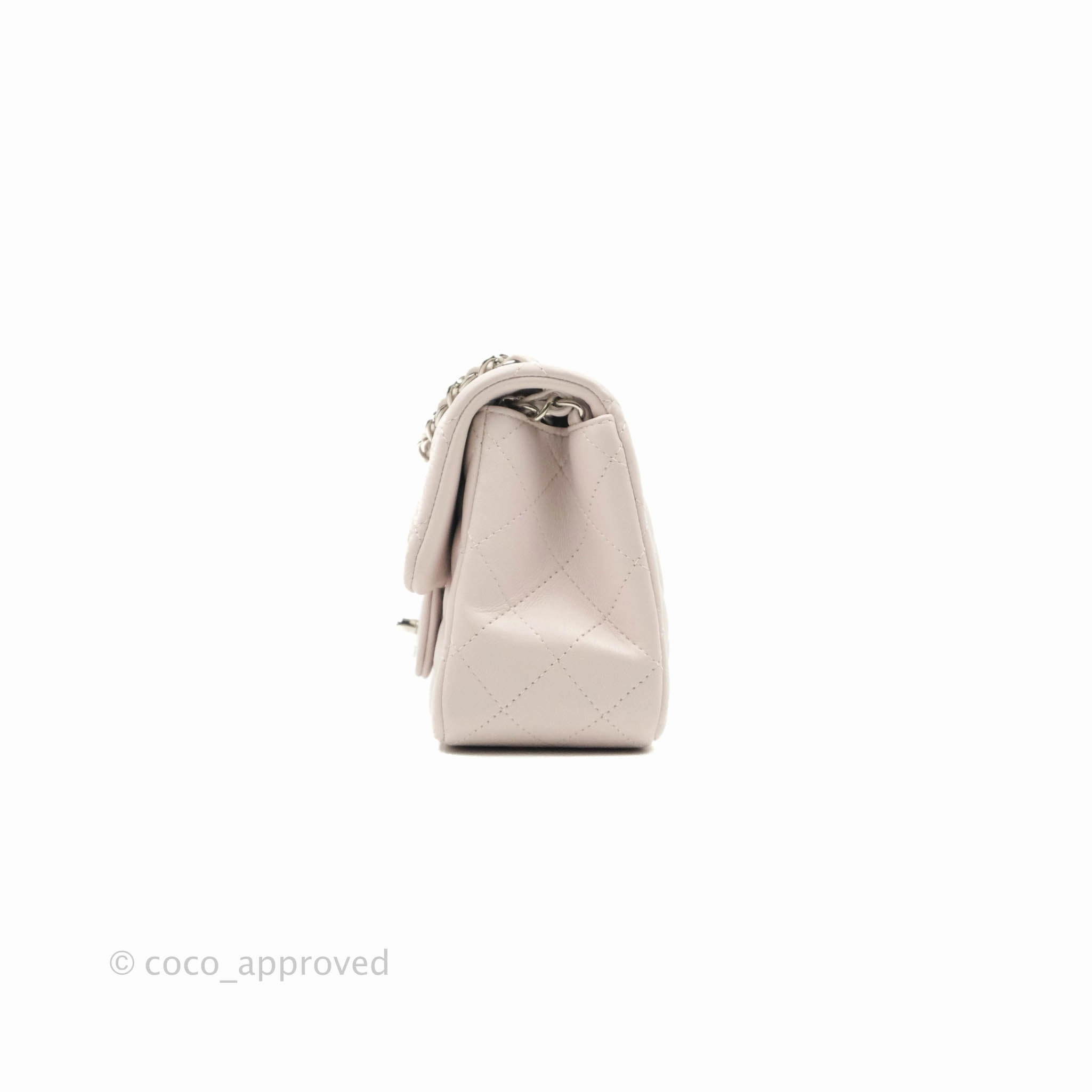 Chanel Mini Square Quilted Pale Lilac Silver Hardware
