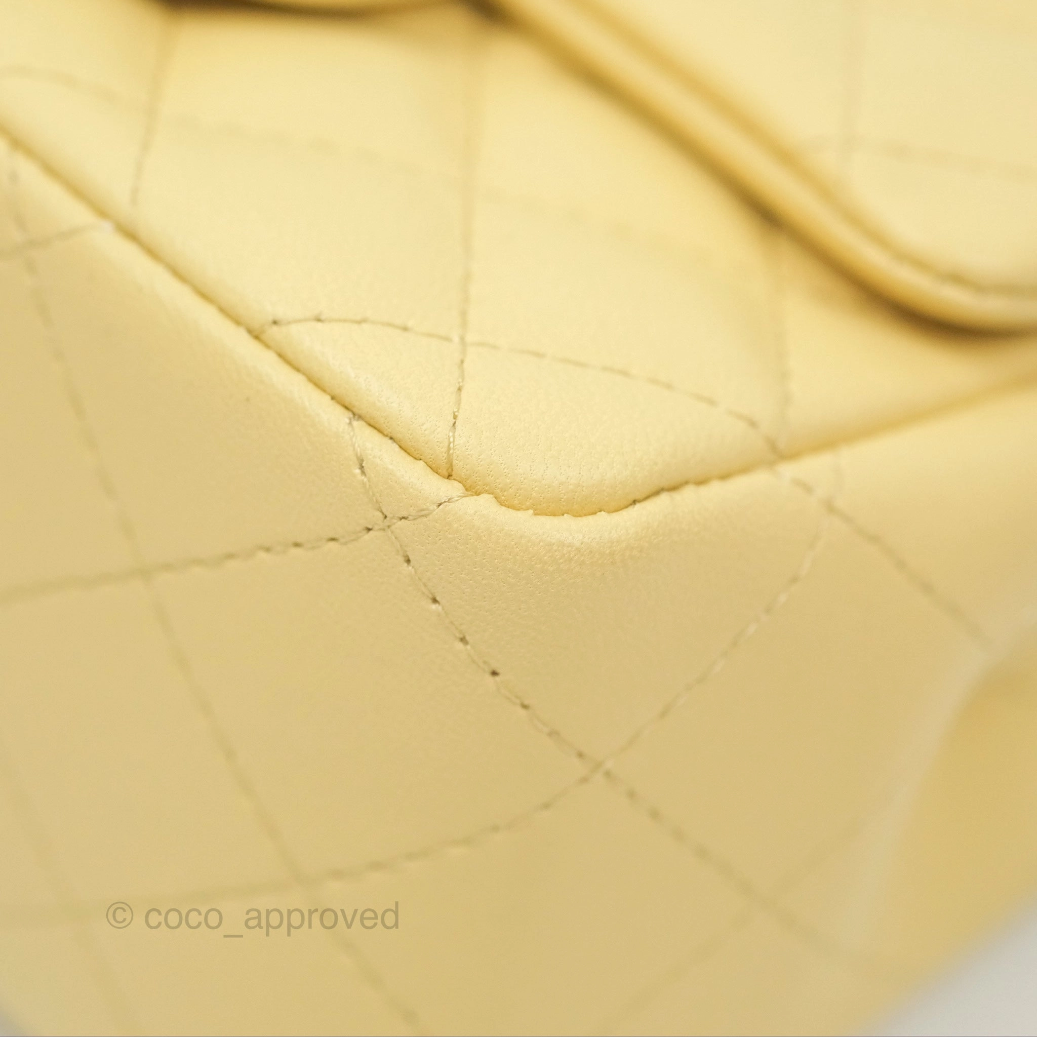 Chanel Mini Square Quilted Yellow Lambskin Gold Hardware