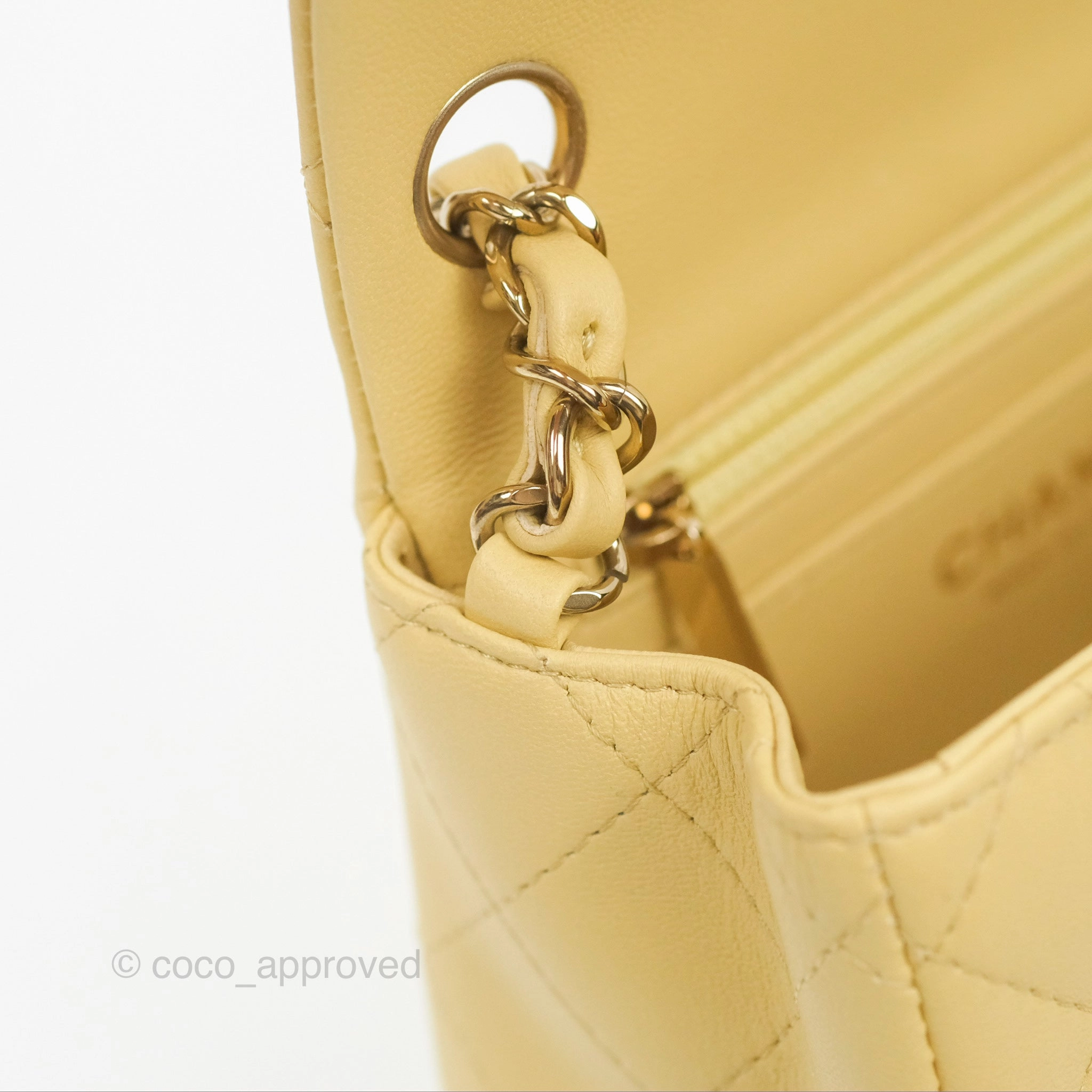 Chanel Mini Square Quilted Yellow Lambskin Gold Hardware