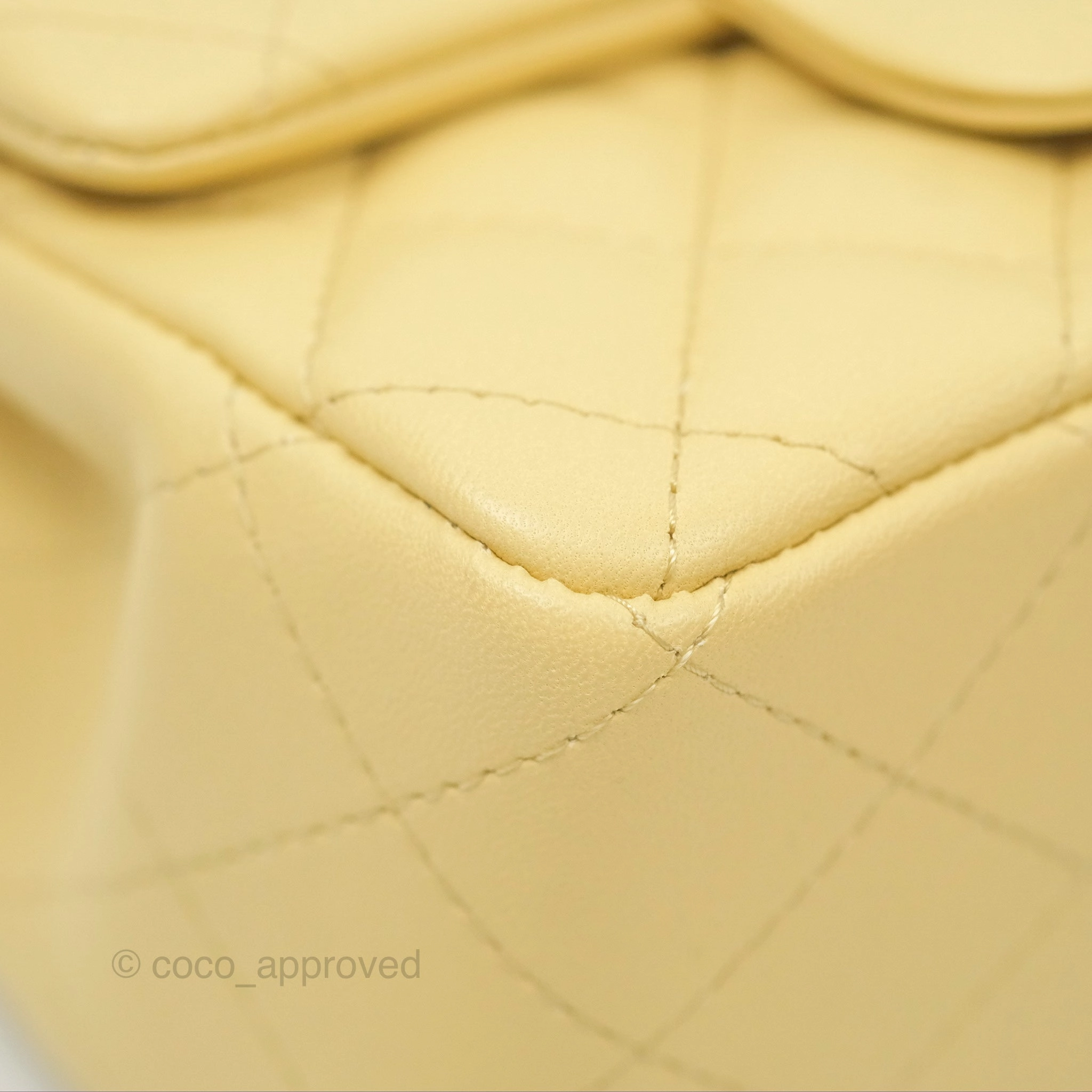 Chanel Mini Square Quilted Yellow Lambskin Gold Hardware
