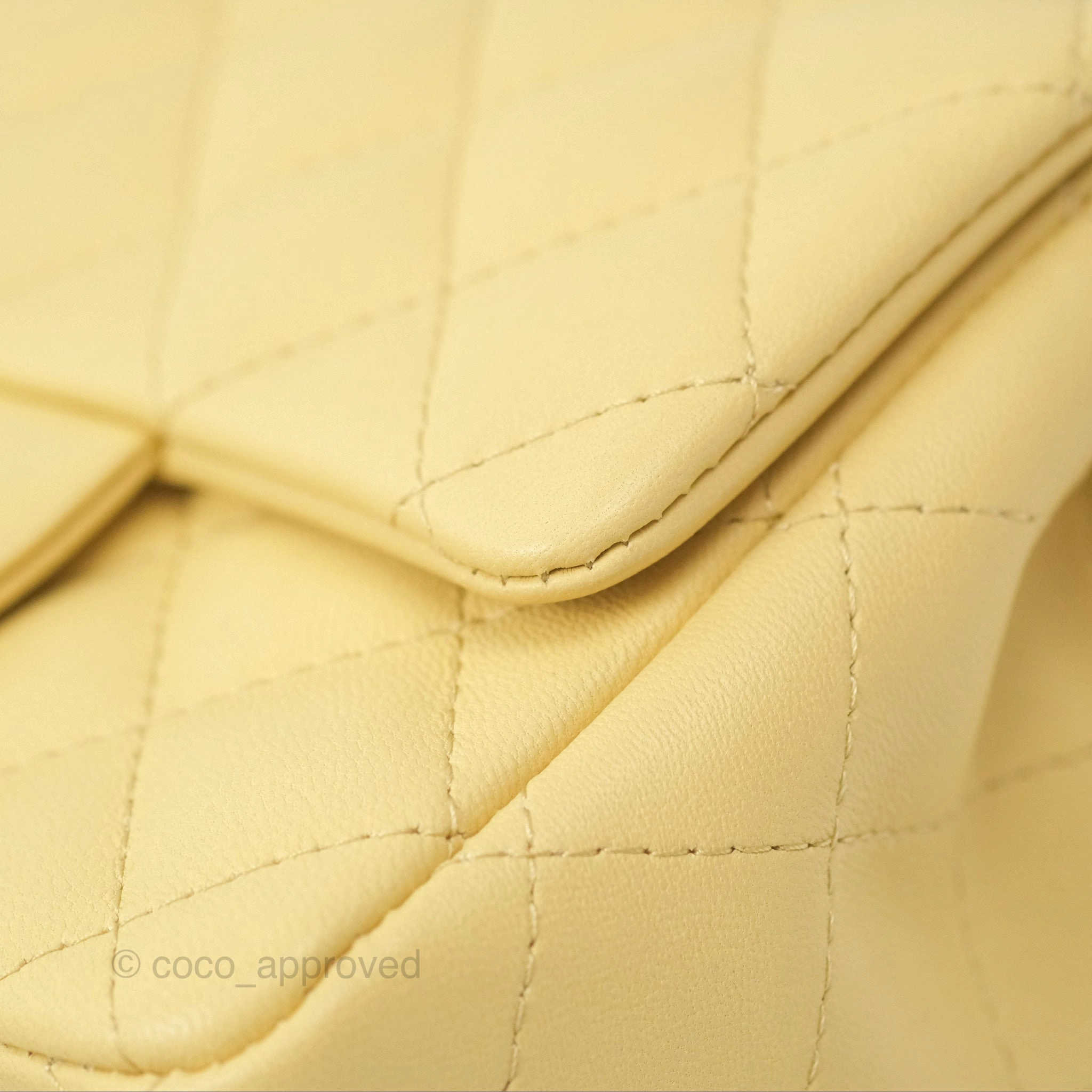Chanel Mini Square Quilted Yellow Lambskin Gold Hardware