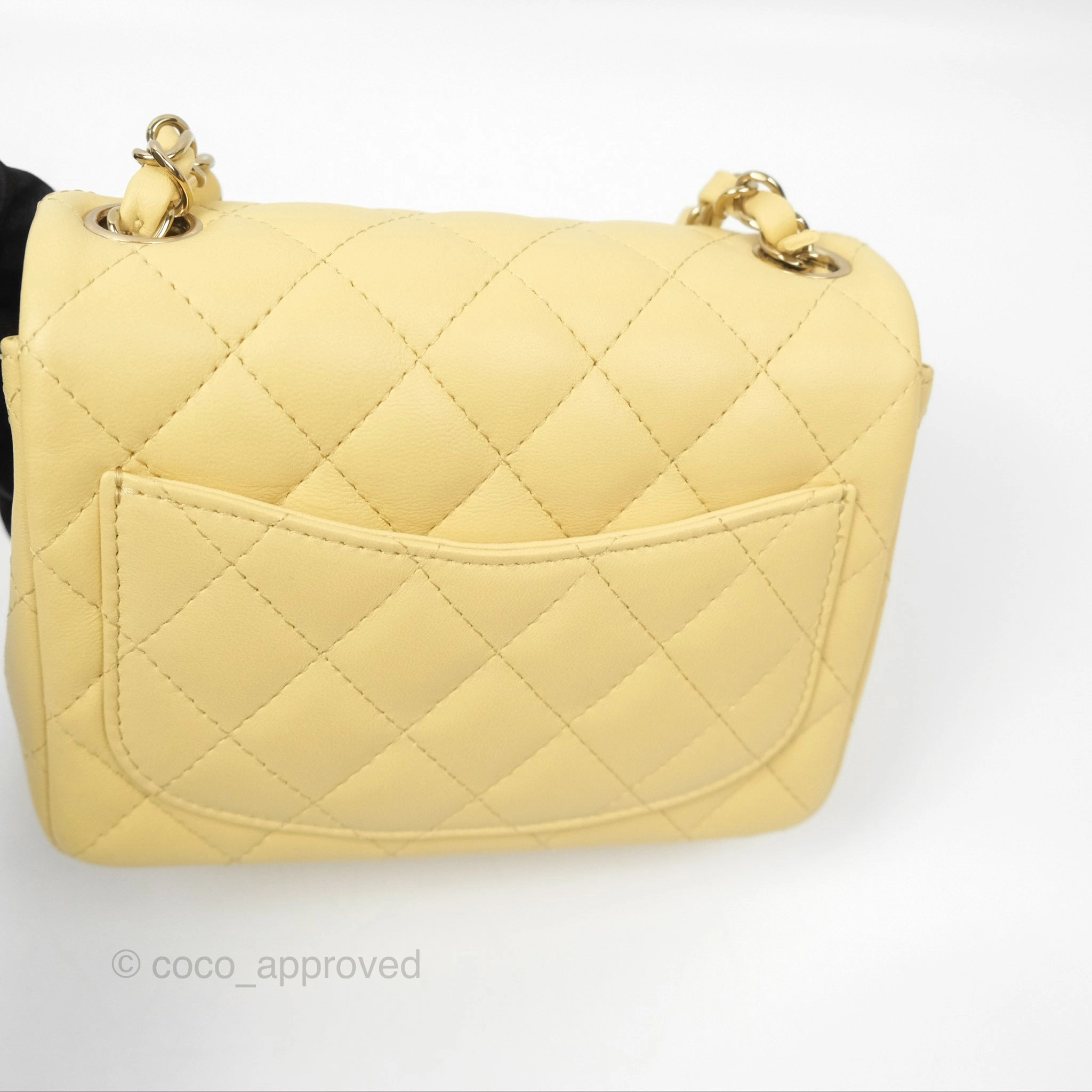Chanel Mini Square Quilted Yellow Lambskin Gold Hardware