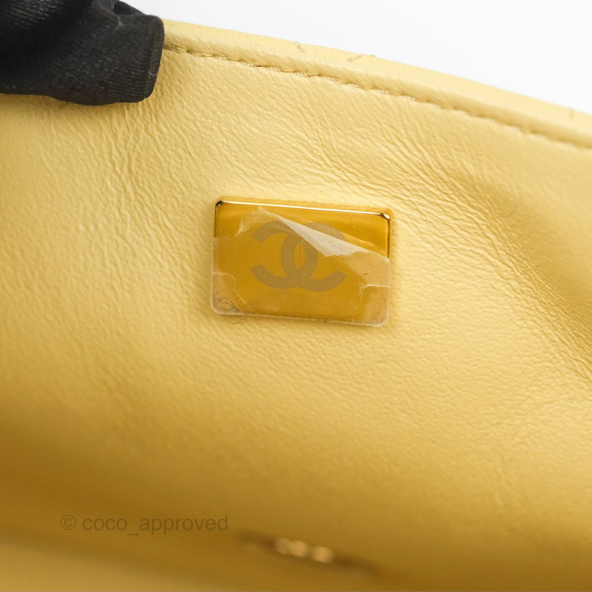 Chanel Mini Square Quilted Yellow Lambskin Gold Hardware