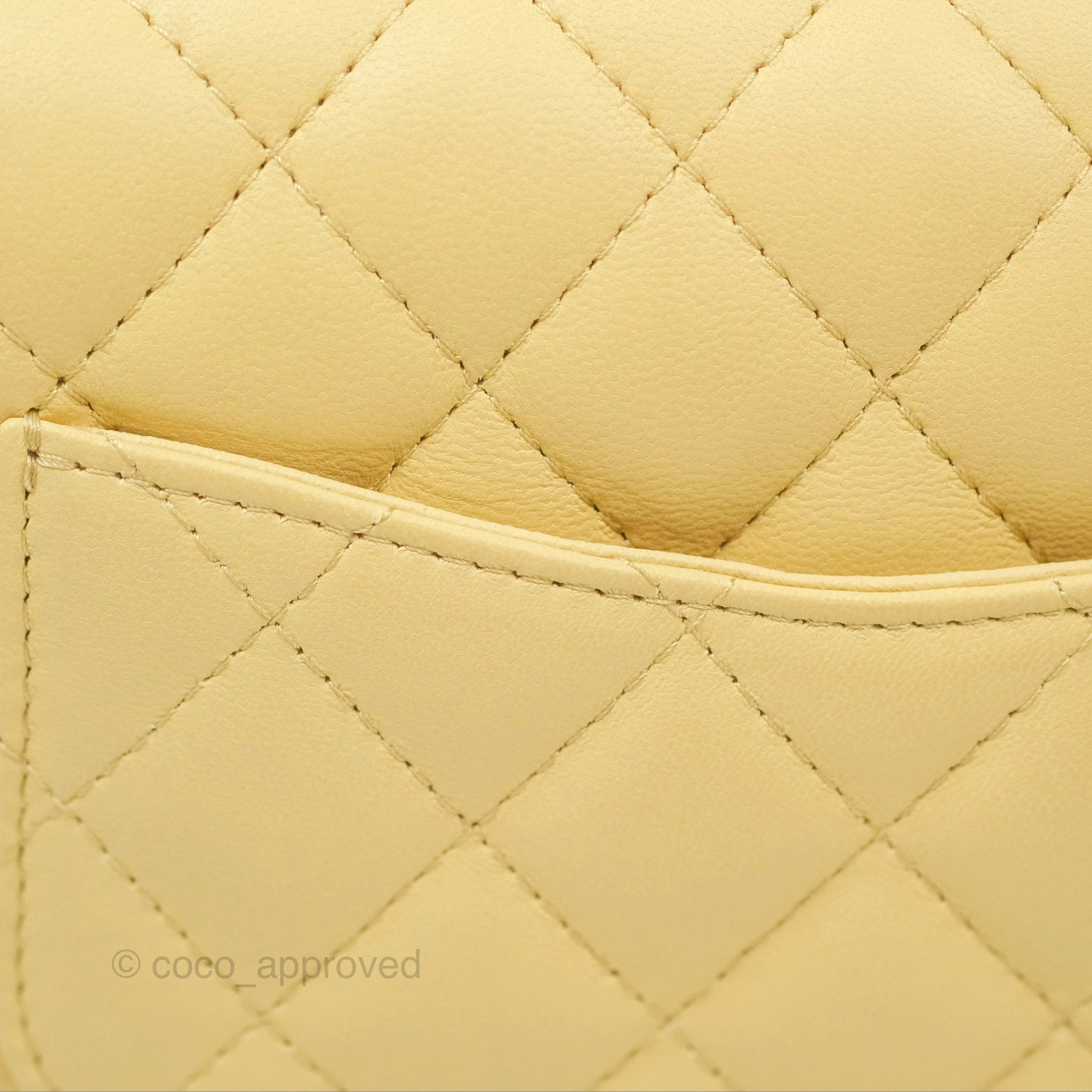 Chanel Mini Square Quilted Yellow Lambskin Gold Hardware