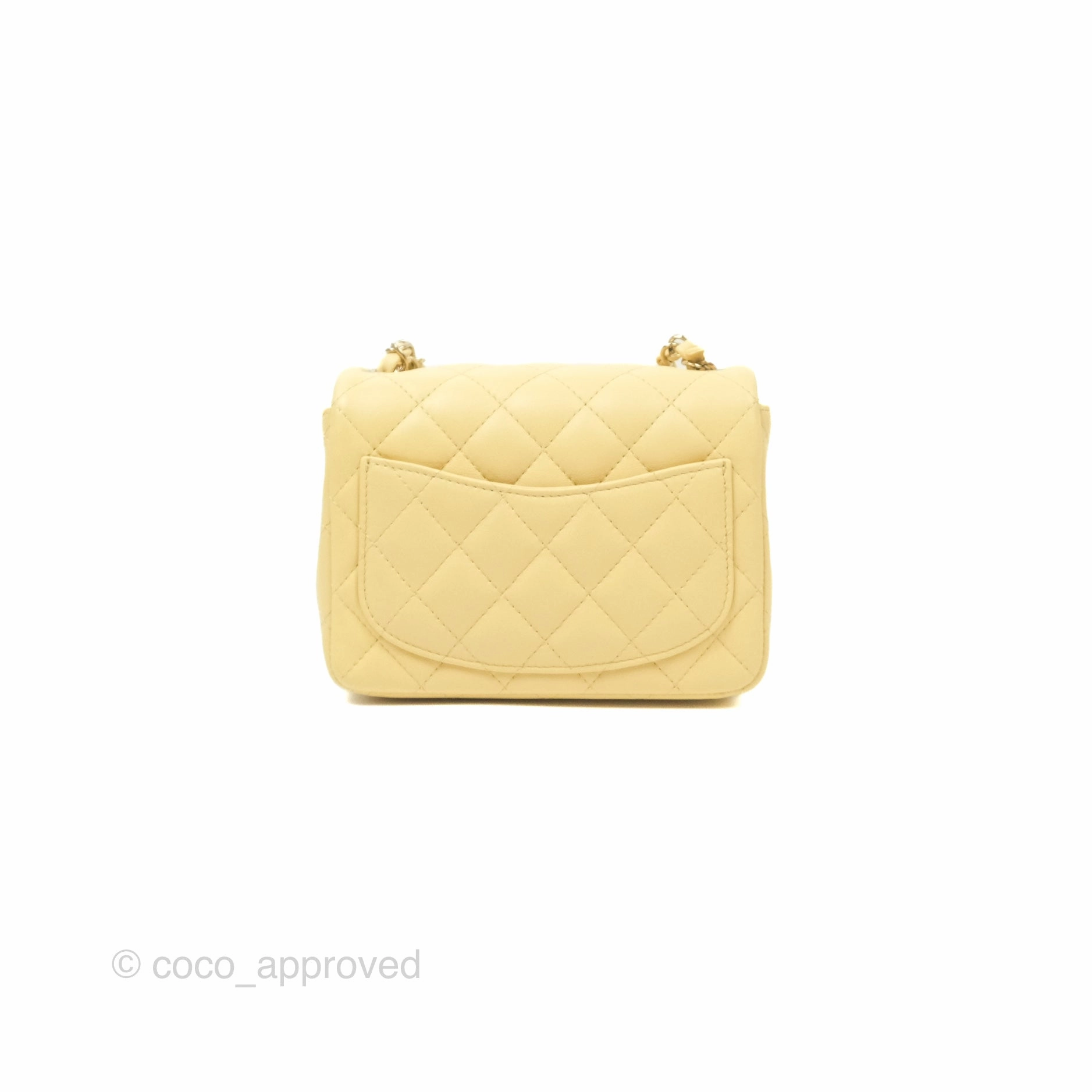 Chanel Mini Square Quilted Yellow Lambskin Gold Hardware