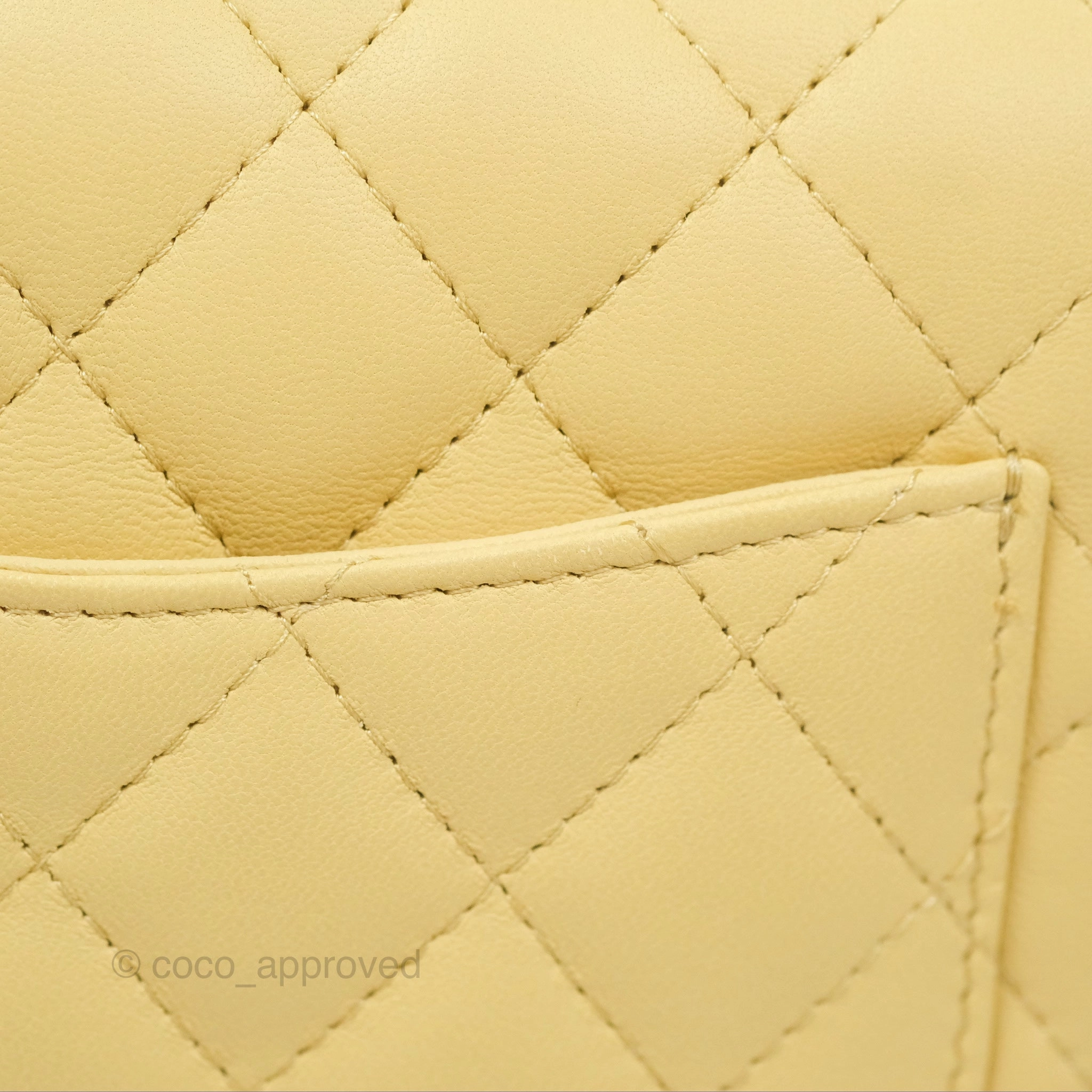 Chanel Mini Square Quilted Yellow Lambskin Gold Hardware