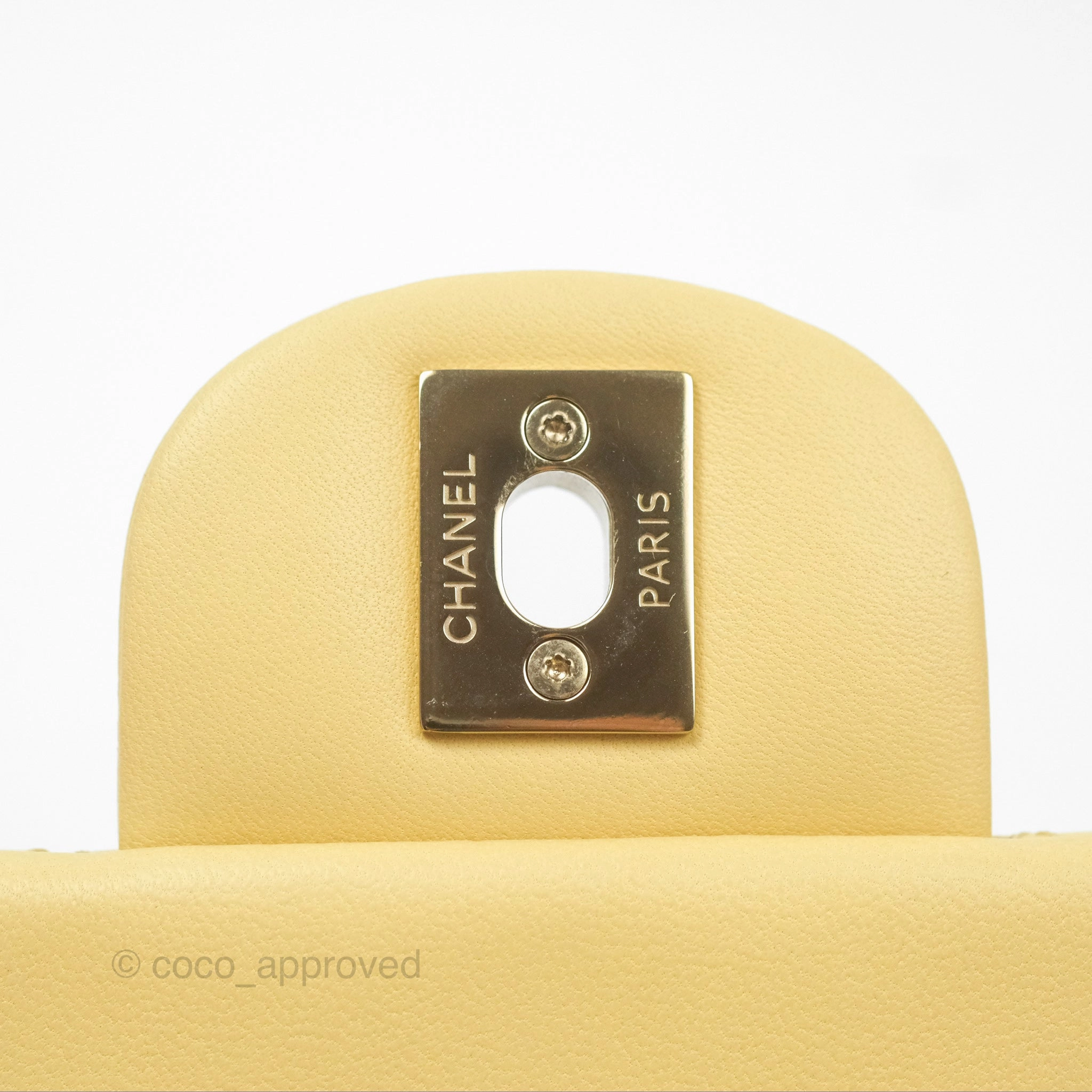 Chanel Mini Square Quilted Yellow Lambskin Gold Hardware