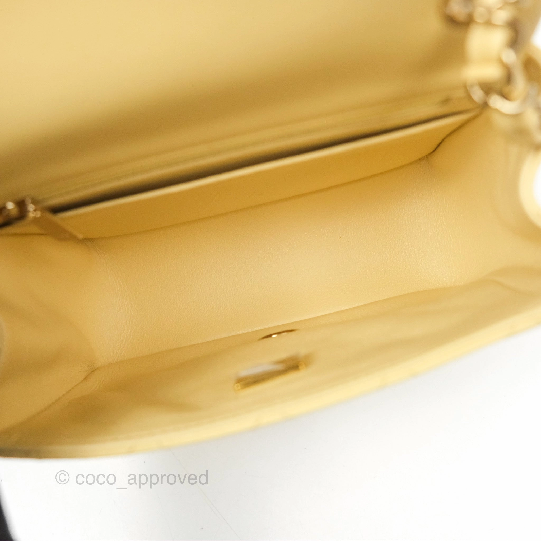 Chanel Mini Square Quilted Yellow Lambskin Gold Hardware