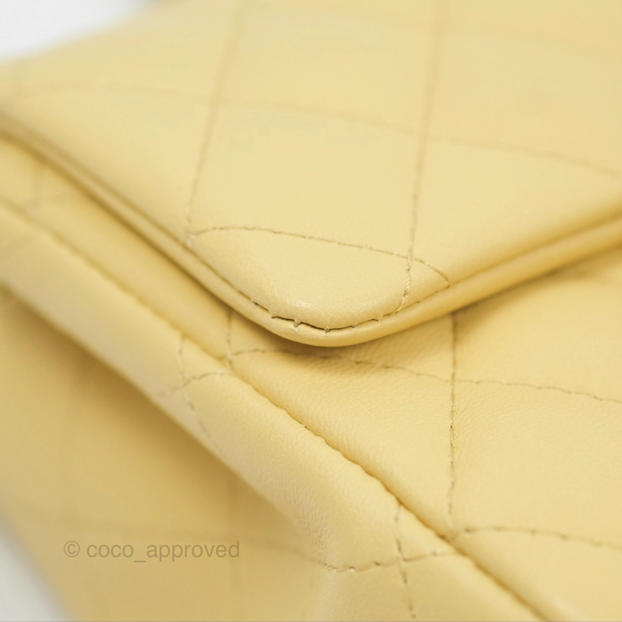 Chanel Mini Square Quilted Yellow Lambskin Gold Hardware