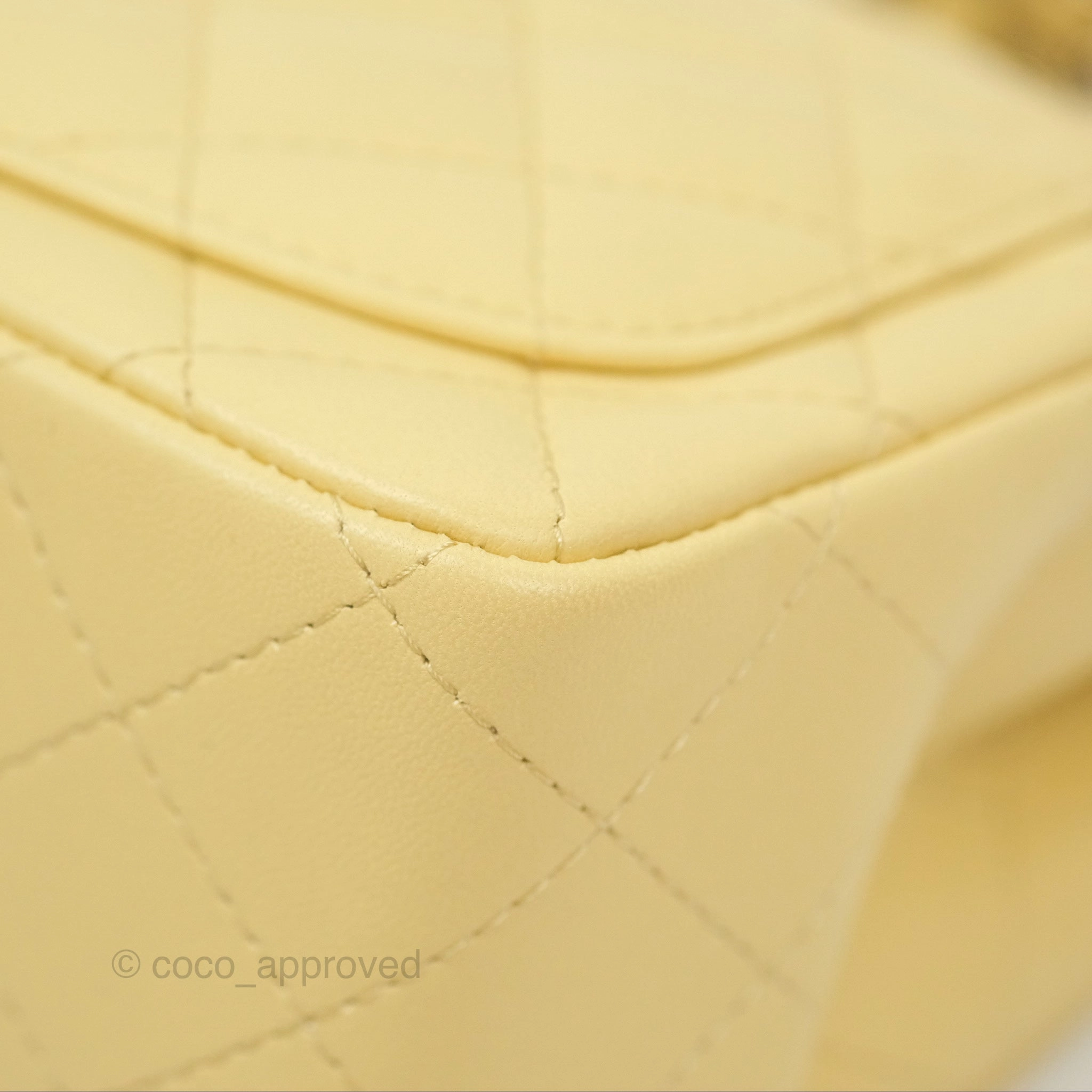 Chanel Mini Square Quilted Yellow Lambskin Gold Hardware