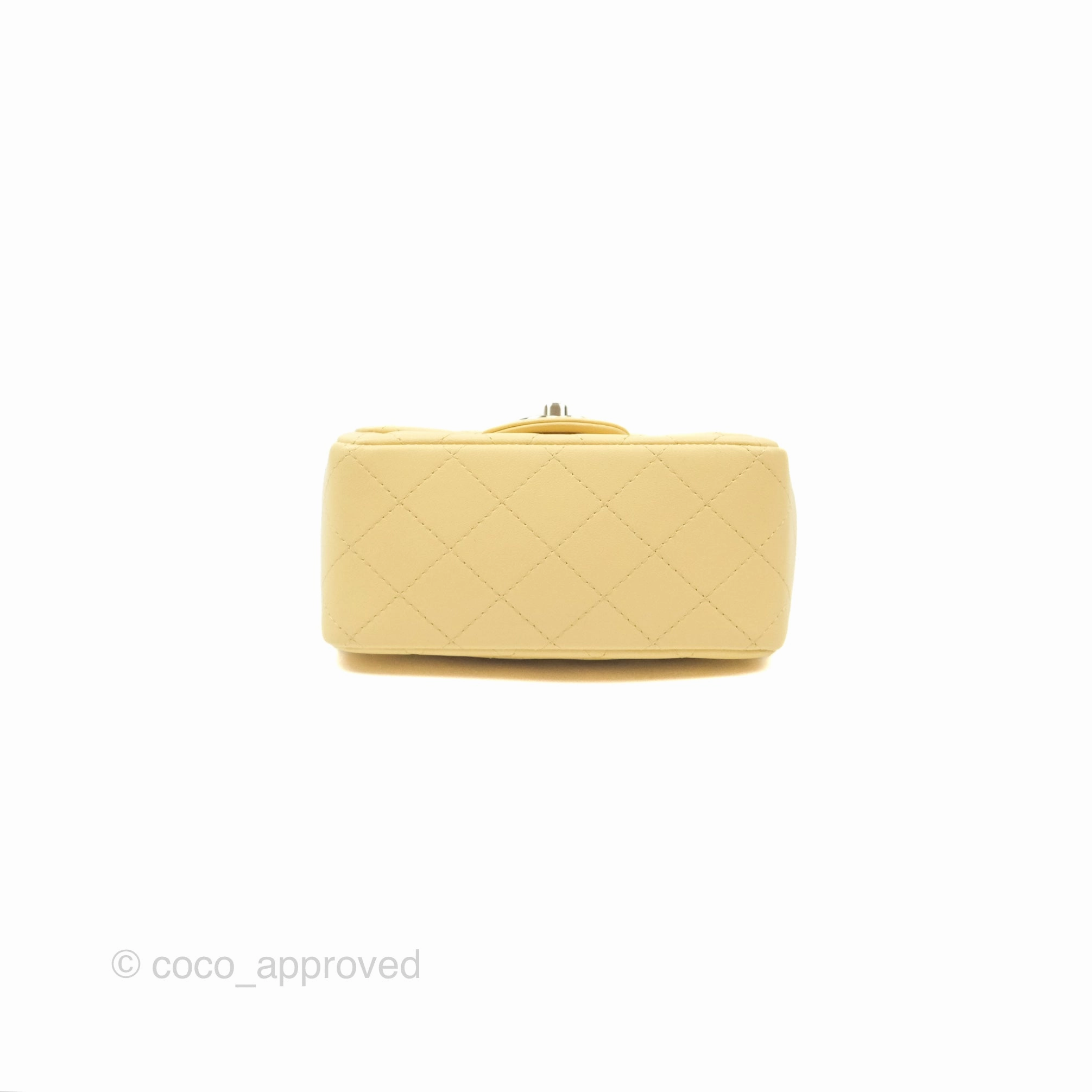 Chanel Mini Square Quilted Yellow Lambskin Gold Hardware
