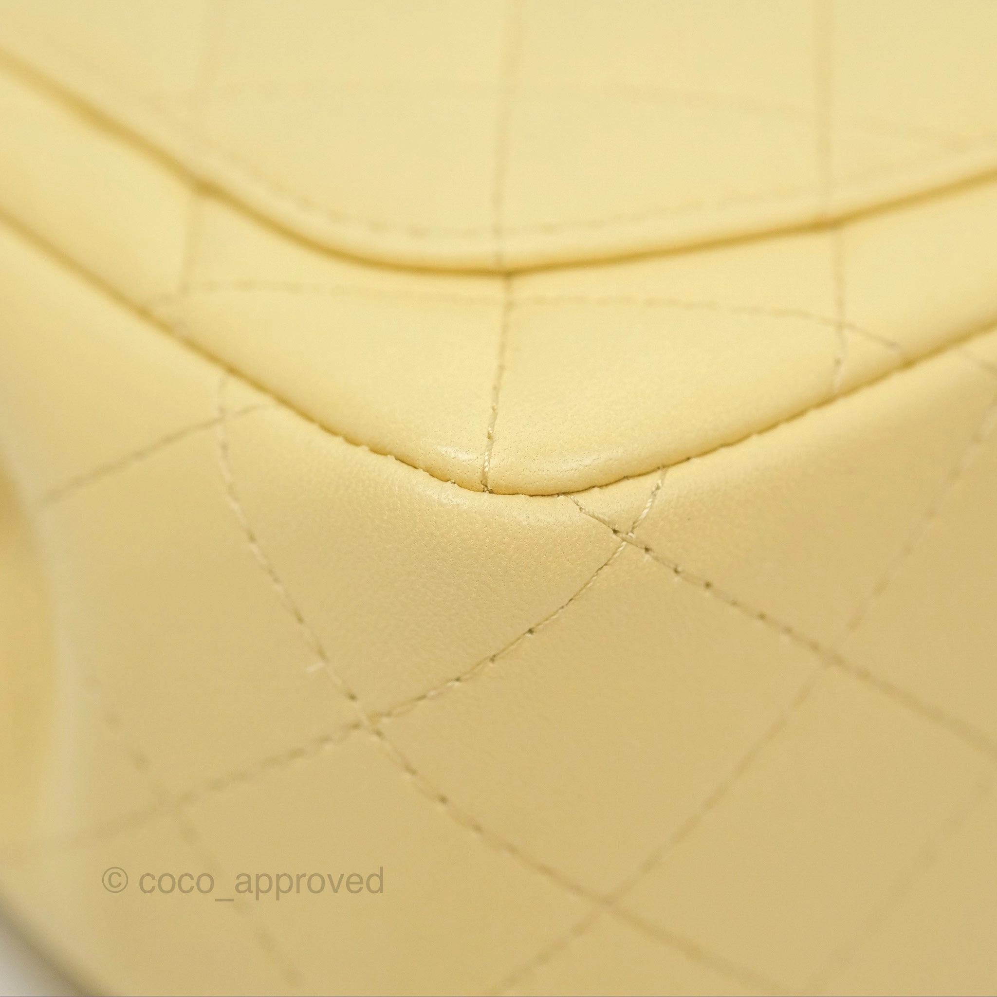 Chanel Mini Square Quilted Yellow Lambskin Gold Hardware