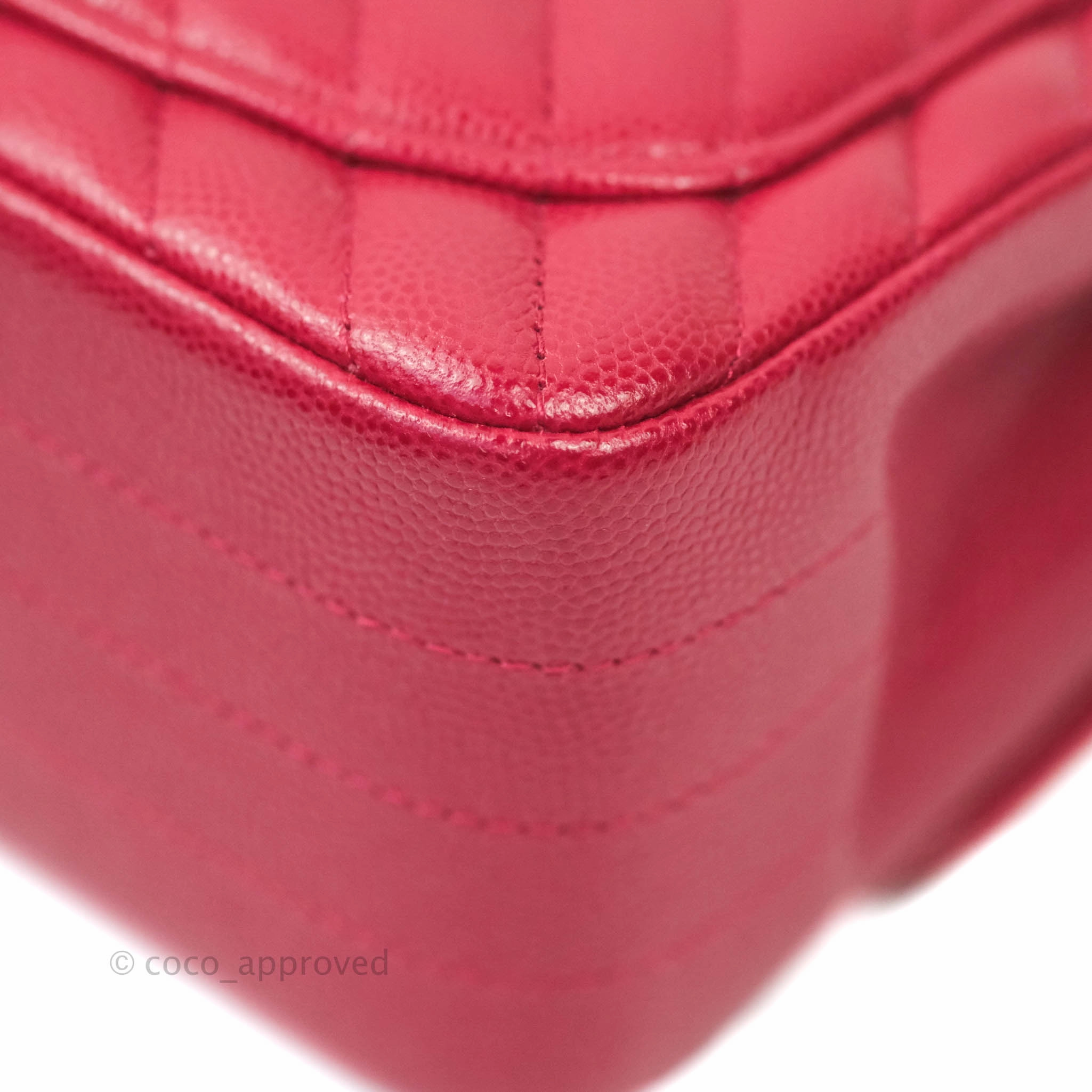 Chanel Mini Square Red Chevron Caviar Gold Hardware 18B