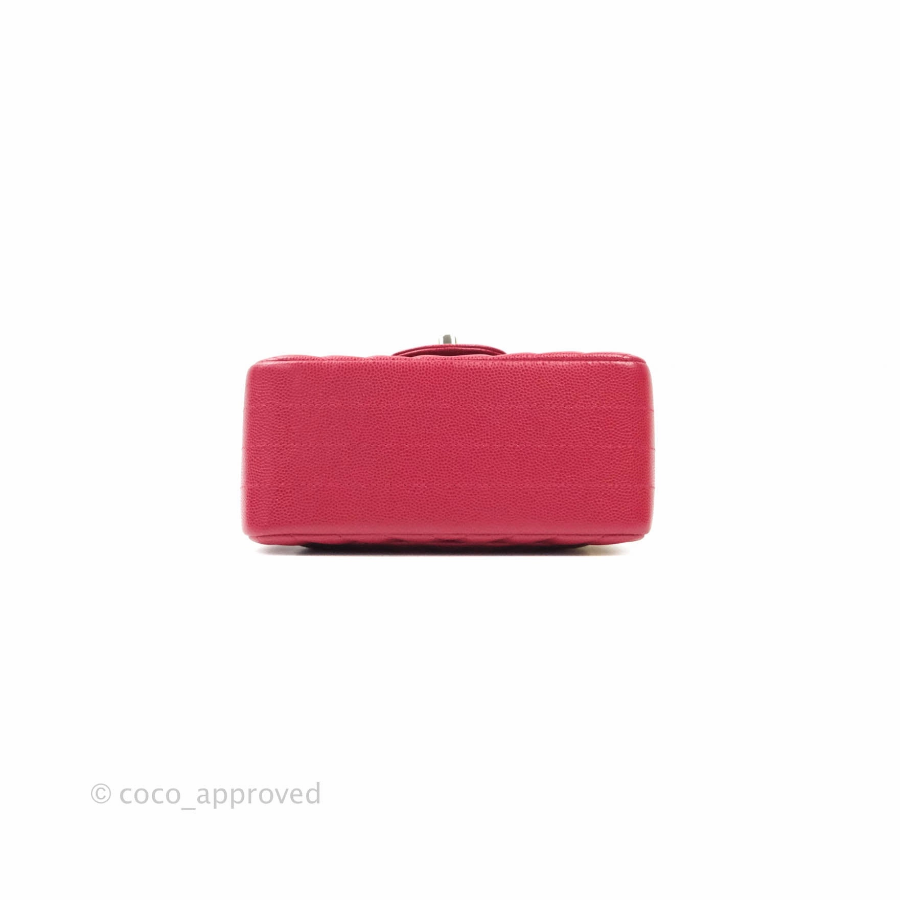 Chanel Mini Square Red Chevron Caviar Gold Hardware 18B