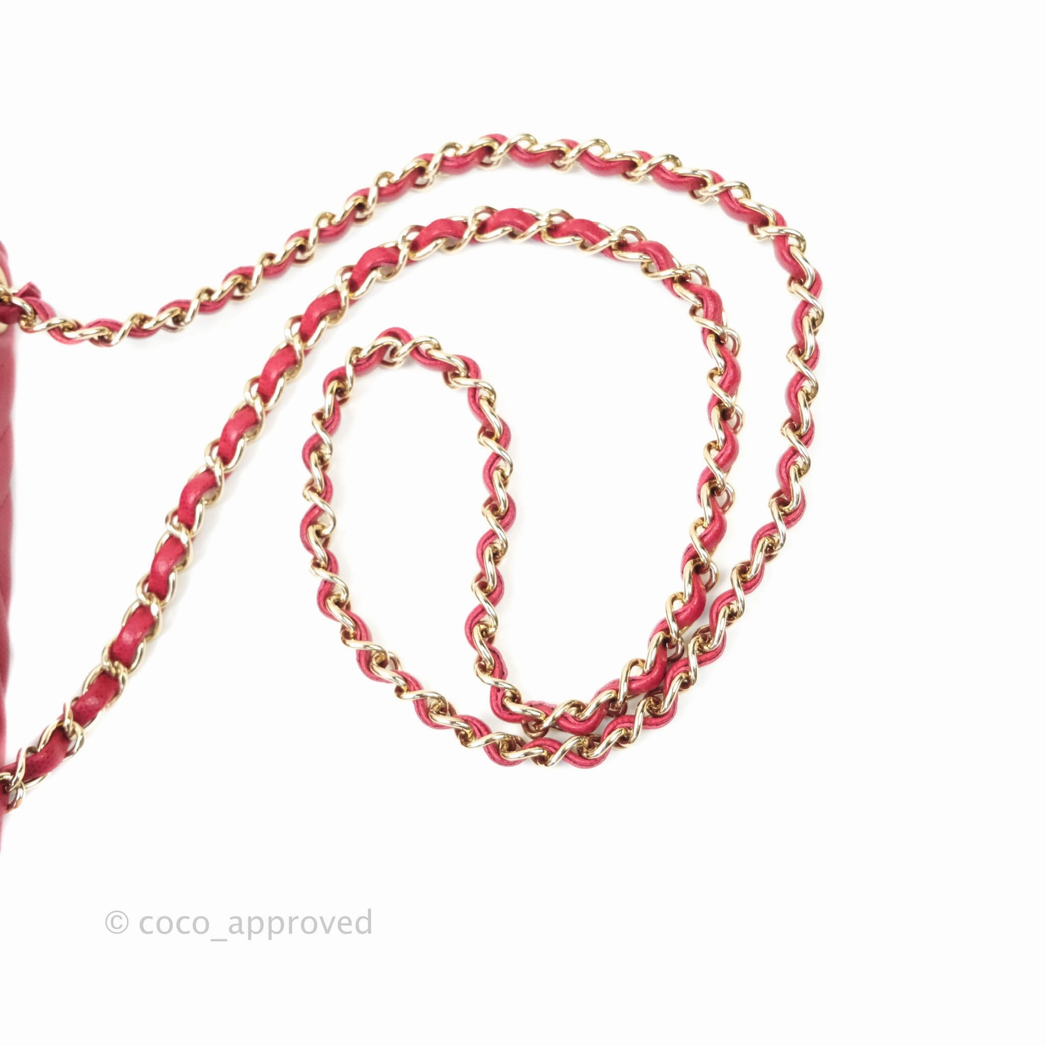 Chanel Mini Square Red Chevron Caviar Gold Hardware 18B