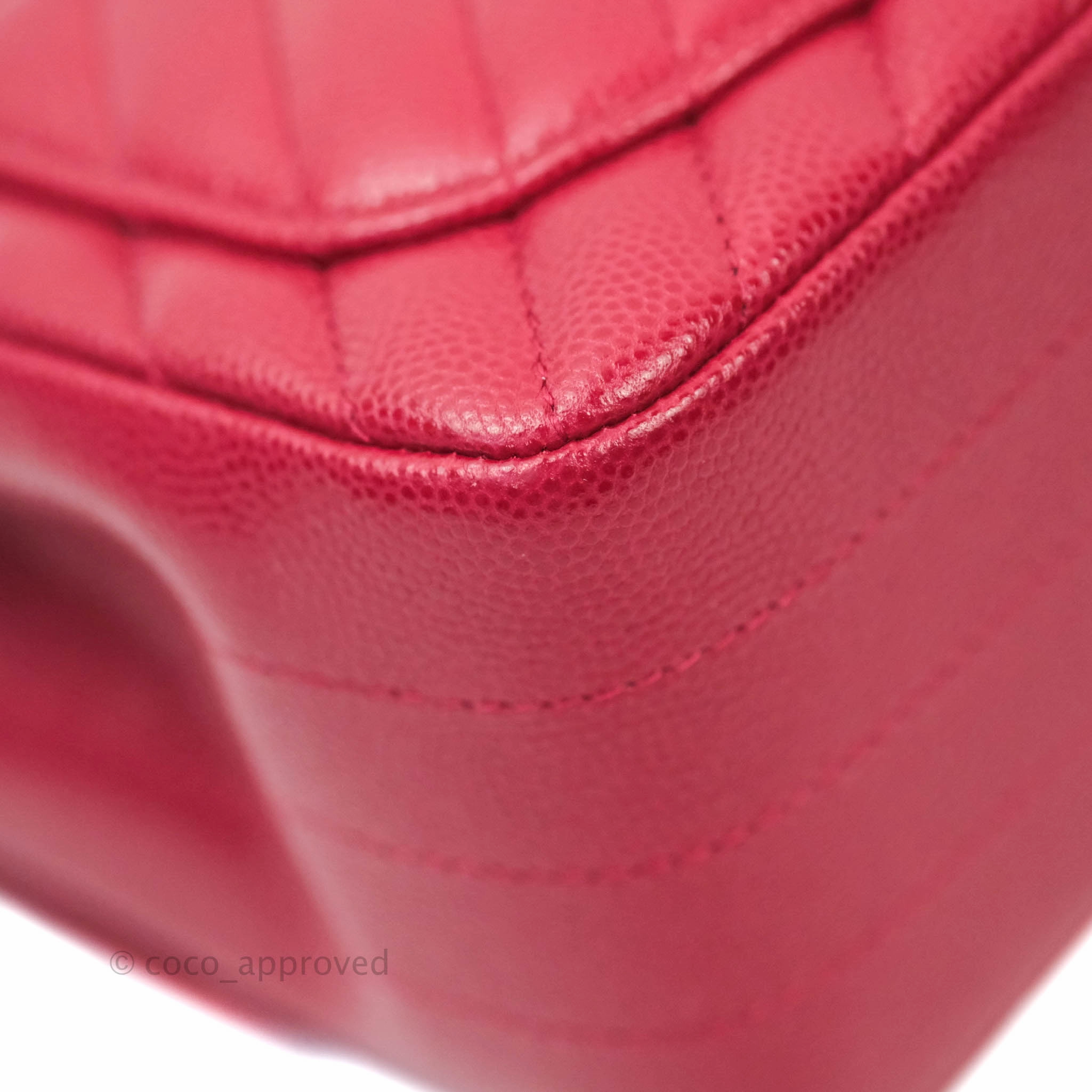 Chanel Mini Square Red Chevron Caviar Gold Hardware 18B