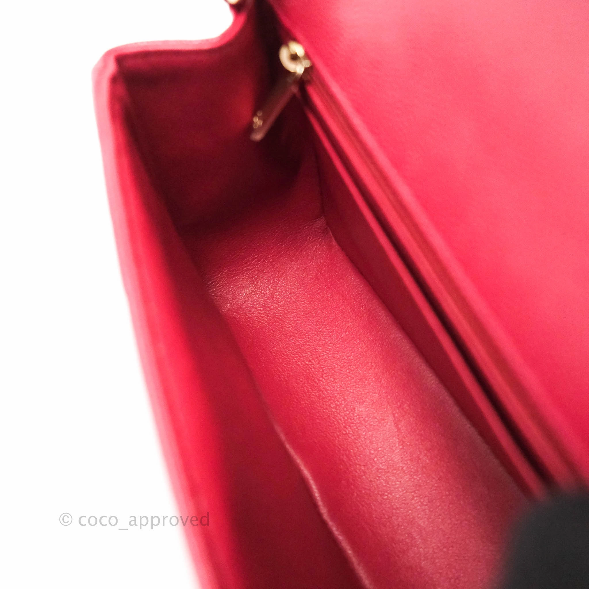 Chanel Mini Square Red Chevron Caviar Gold Hardware 18B