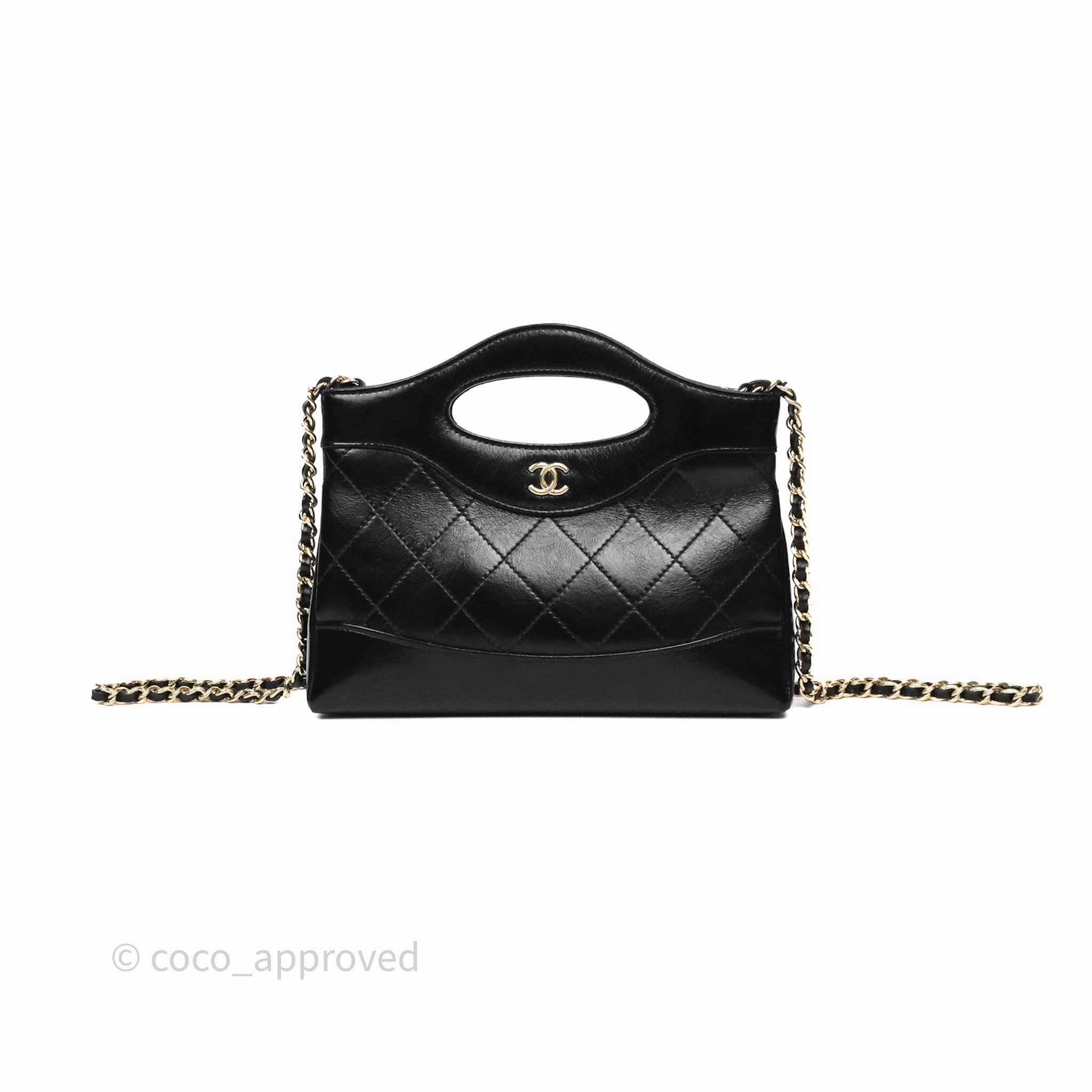 Chanel Nano 31 Black Shiny Calfskin Gold Hardware