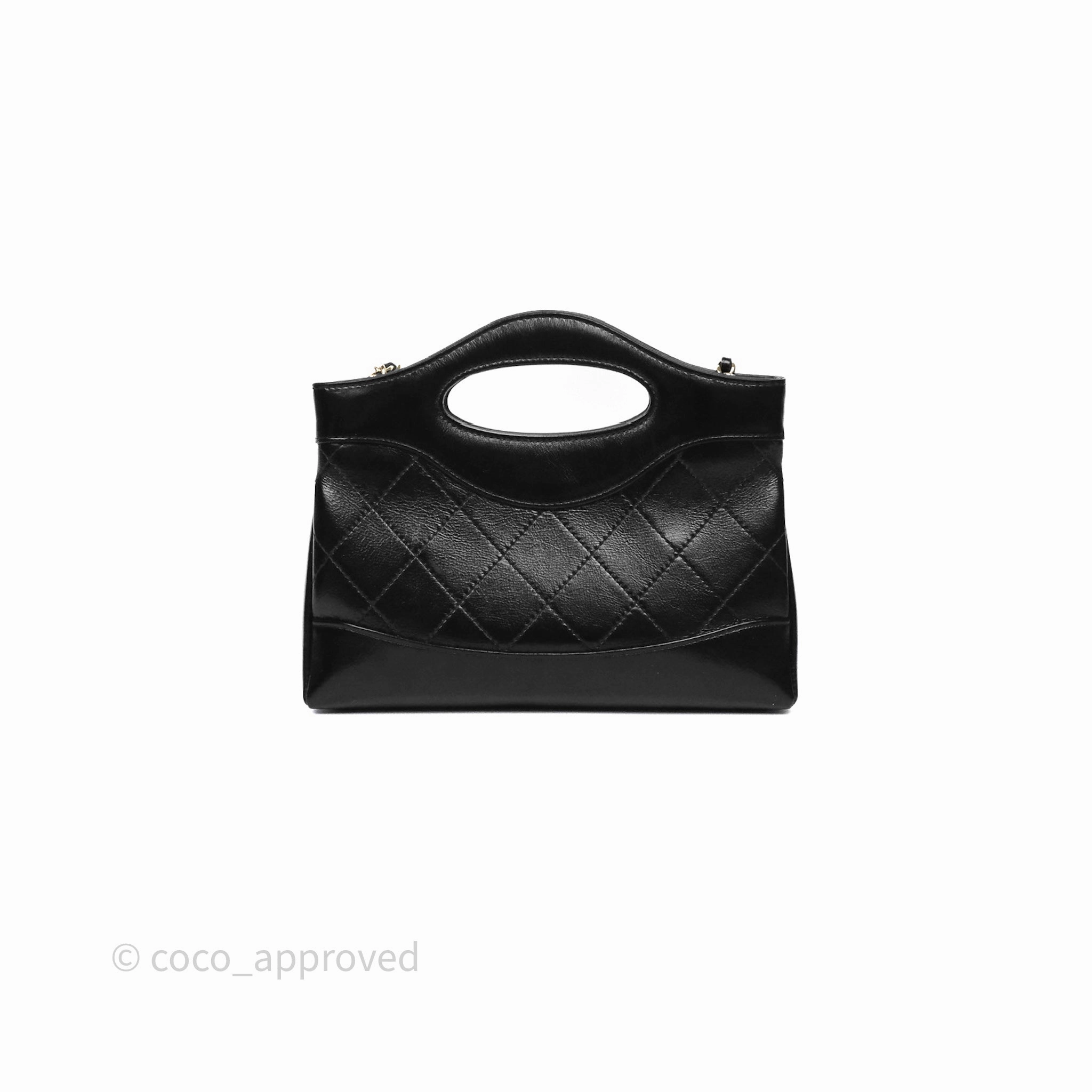Chanel Nano 31 Black Shiny Calfskin Gold Hardware