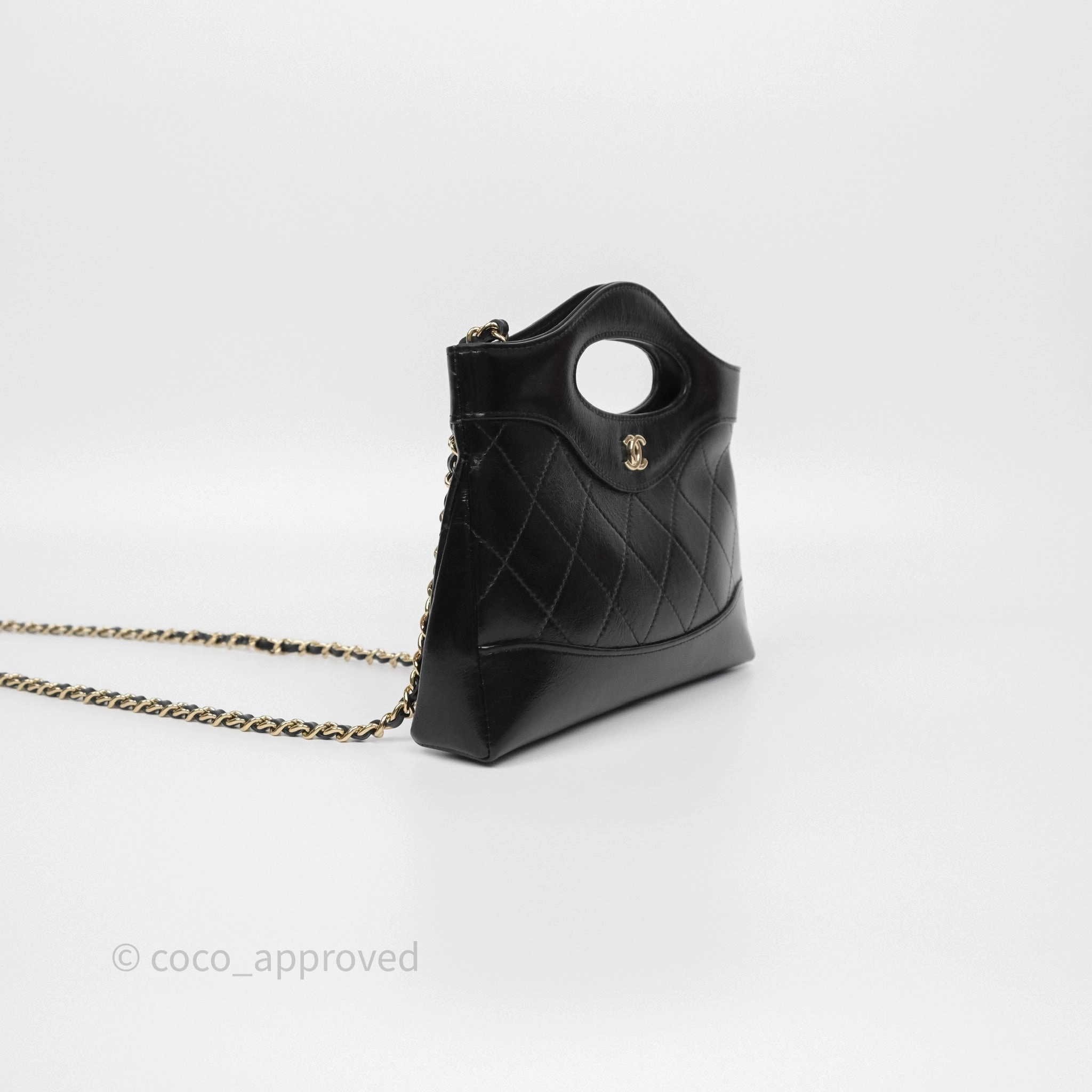 Chanel Nano 31 Black Shiny Calfskin Gold Hardware