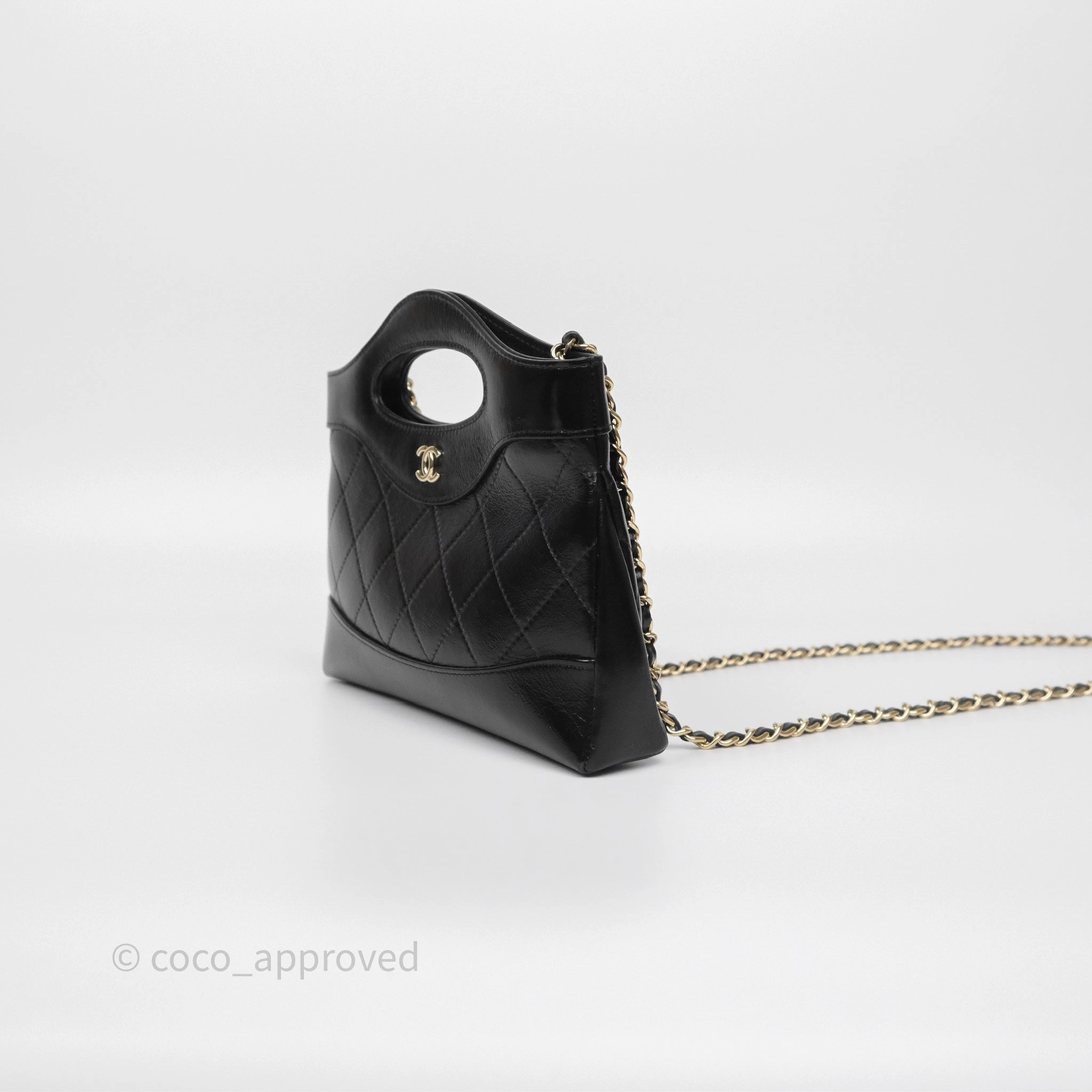 Chanel Nano 31 Black Shiny Calfskin Gold Hardware