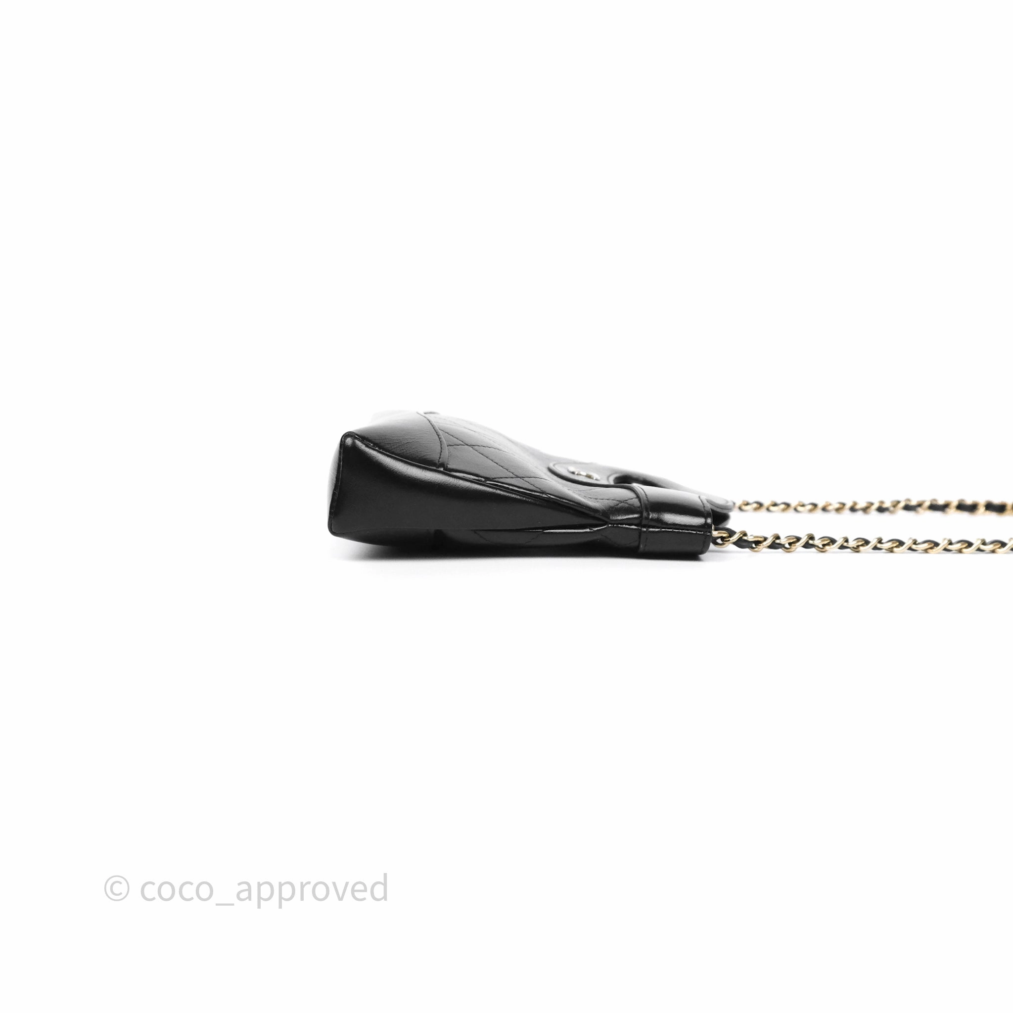 Chanel Nano 31 Black Shiny Calfskin Gold Hardware