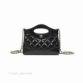 Chanel Nano 31 Black Shiny Lambskin Gold Hardware