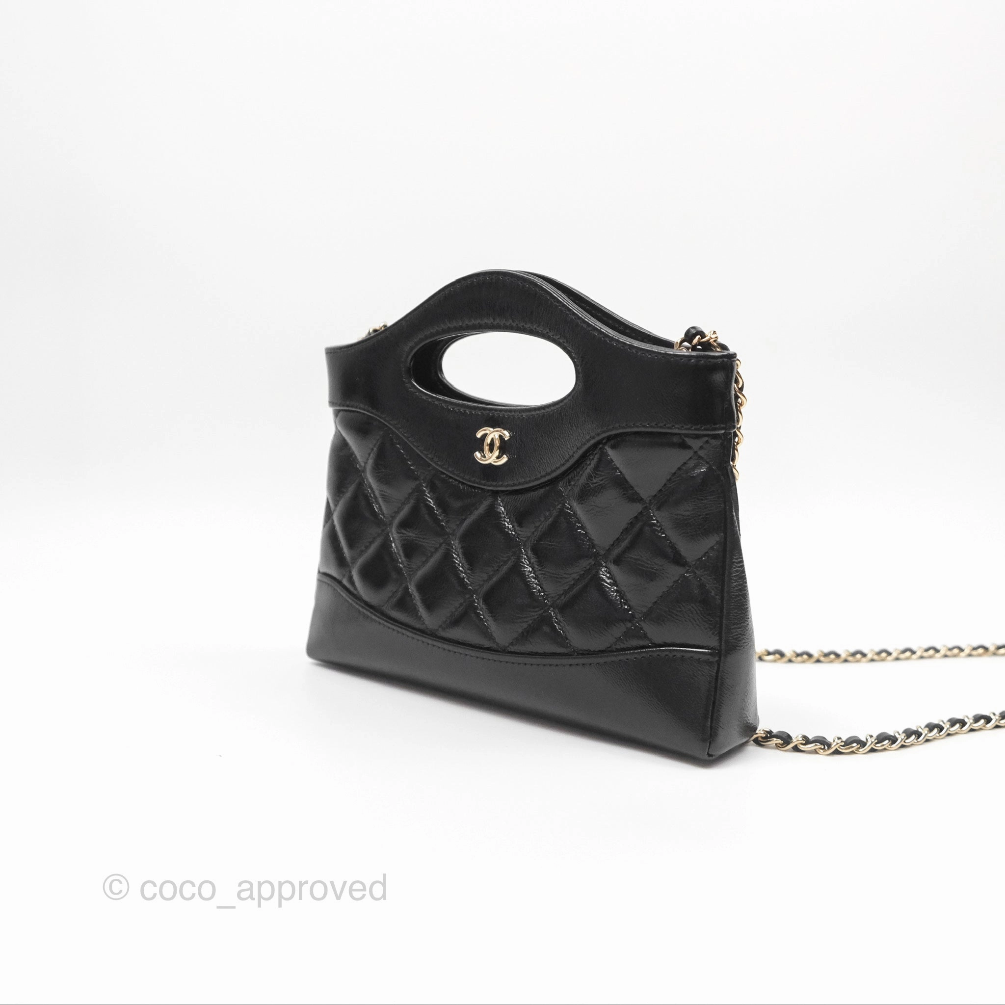 Chanel Nano 31 Black Shiny Lambskin Gold Hardware