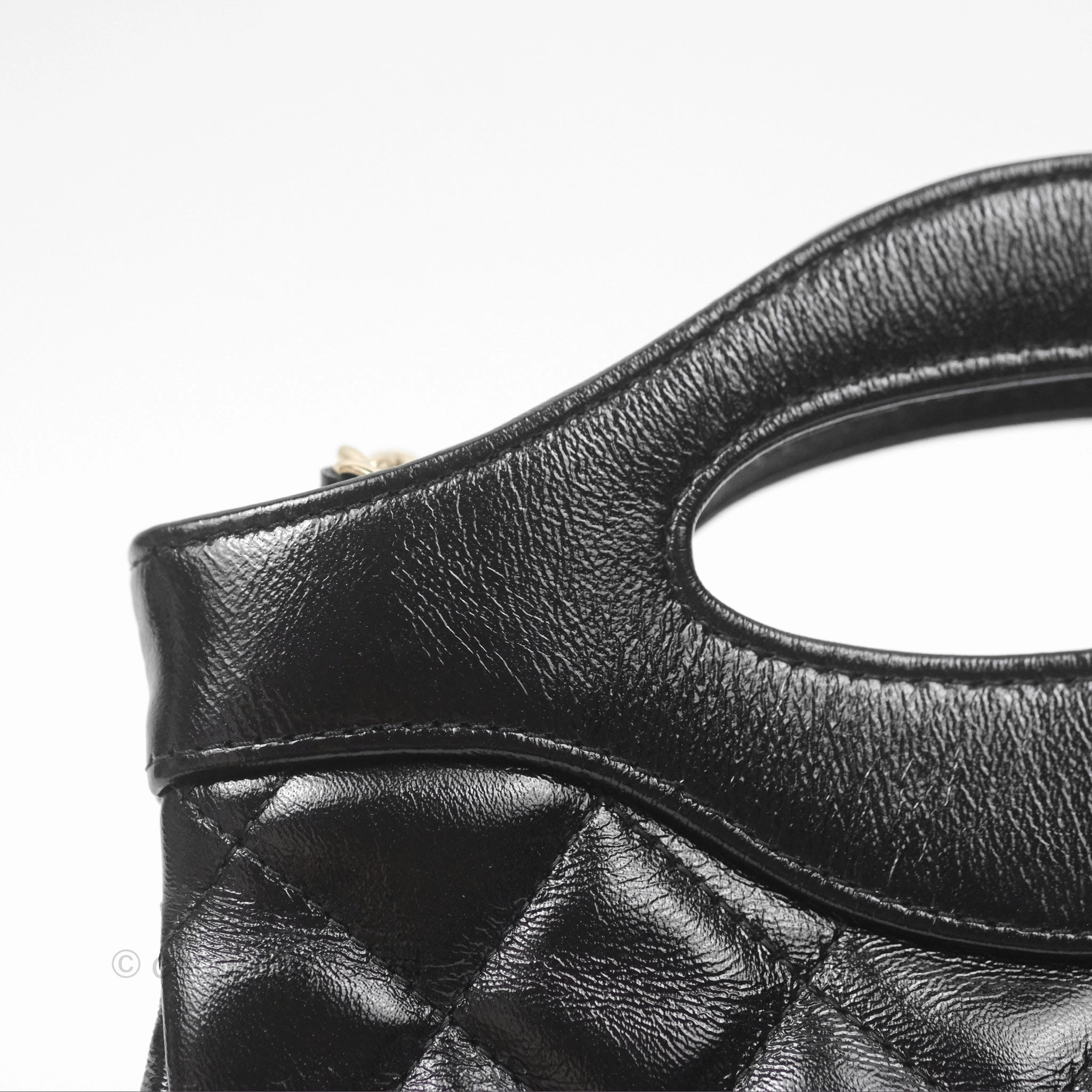 Chanel Nano 31 Black Shiny Lambskin Gold Hardware