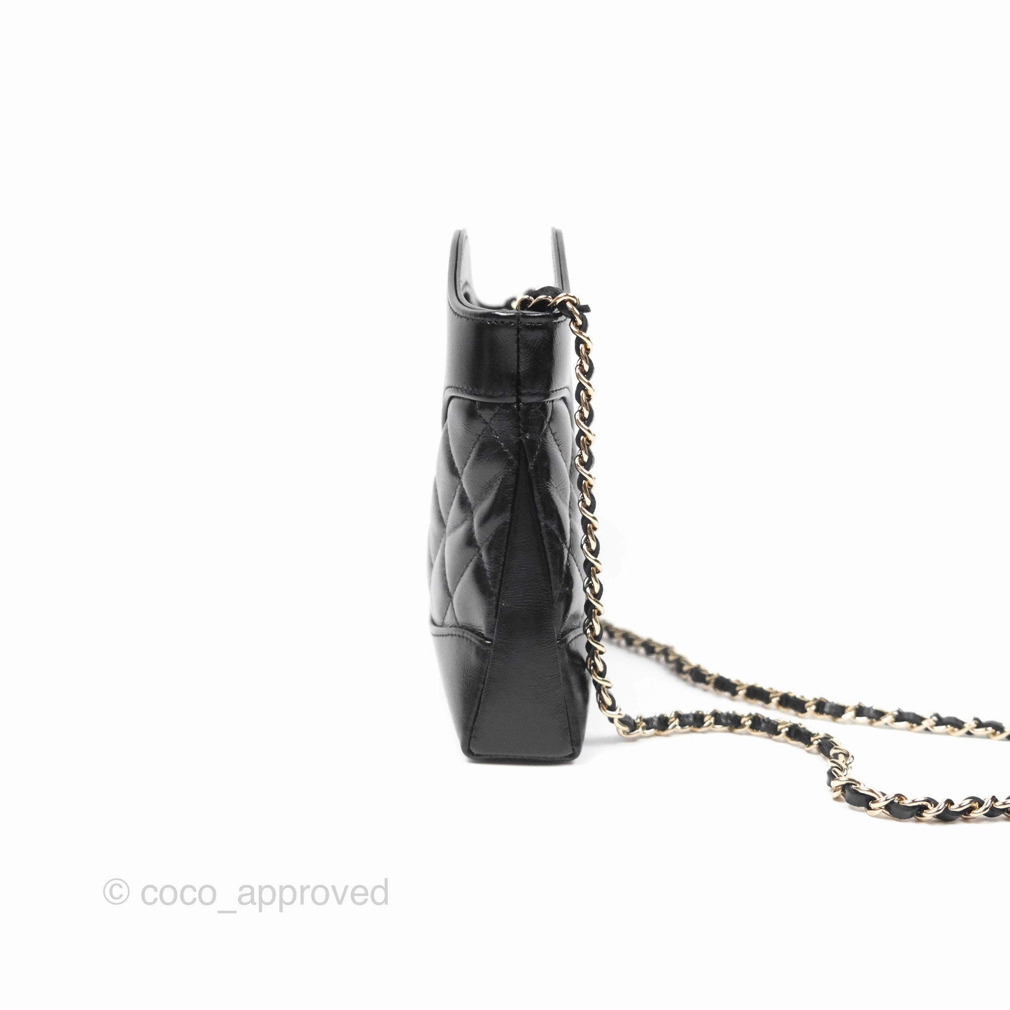 Chanel Nano 31 Black Shiny Lambskin Gold Hardware