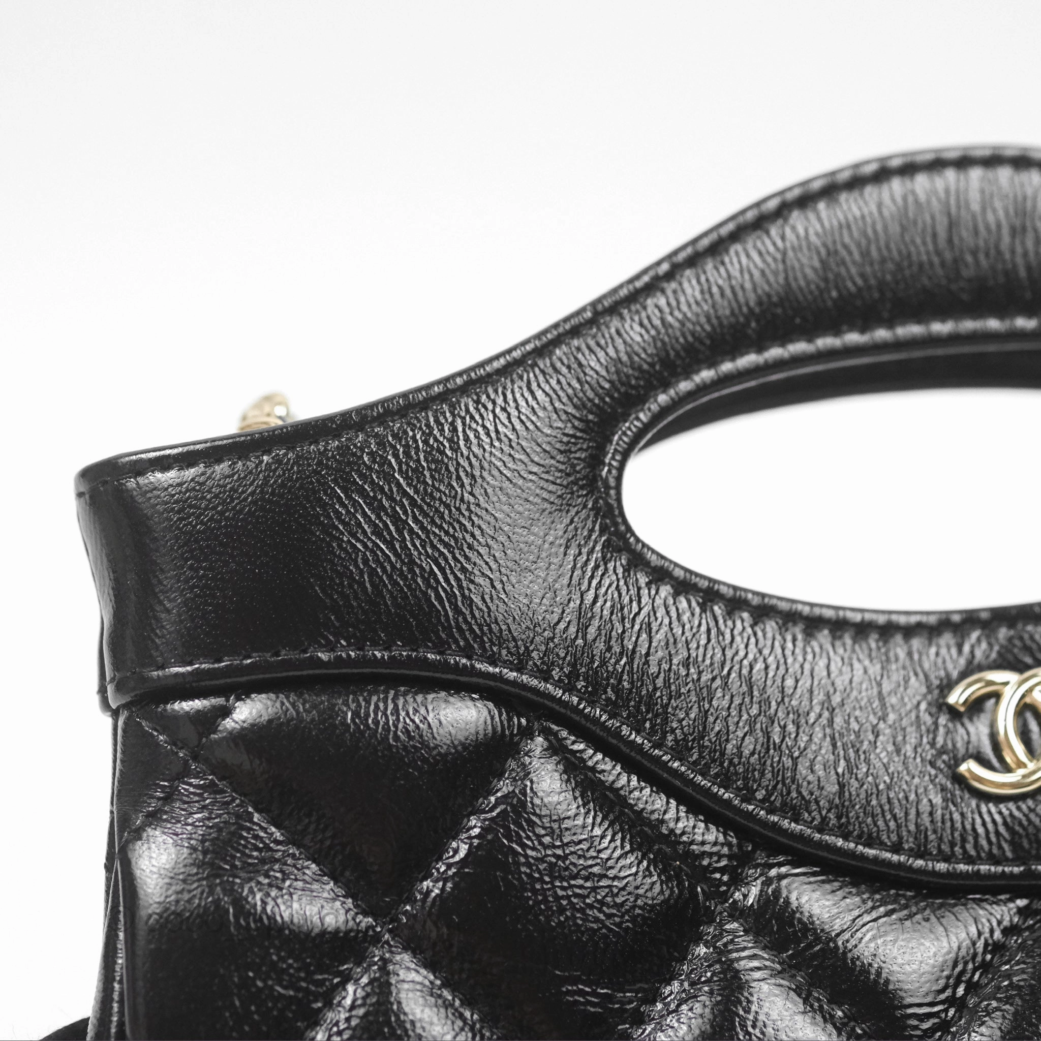 Chanel Nano 31 Black Shiny Lambskin Gold Hardware