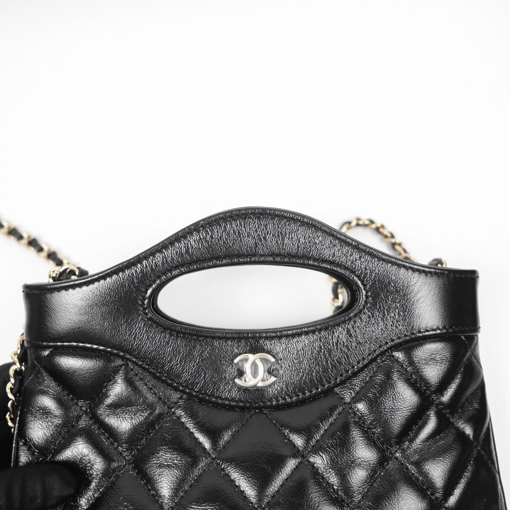 Chanel Nano 31 Black Shiny Lambskin Gold Hardware