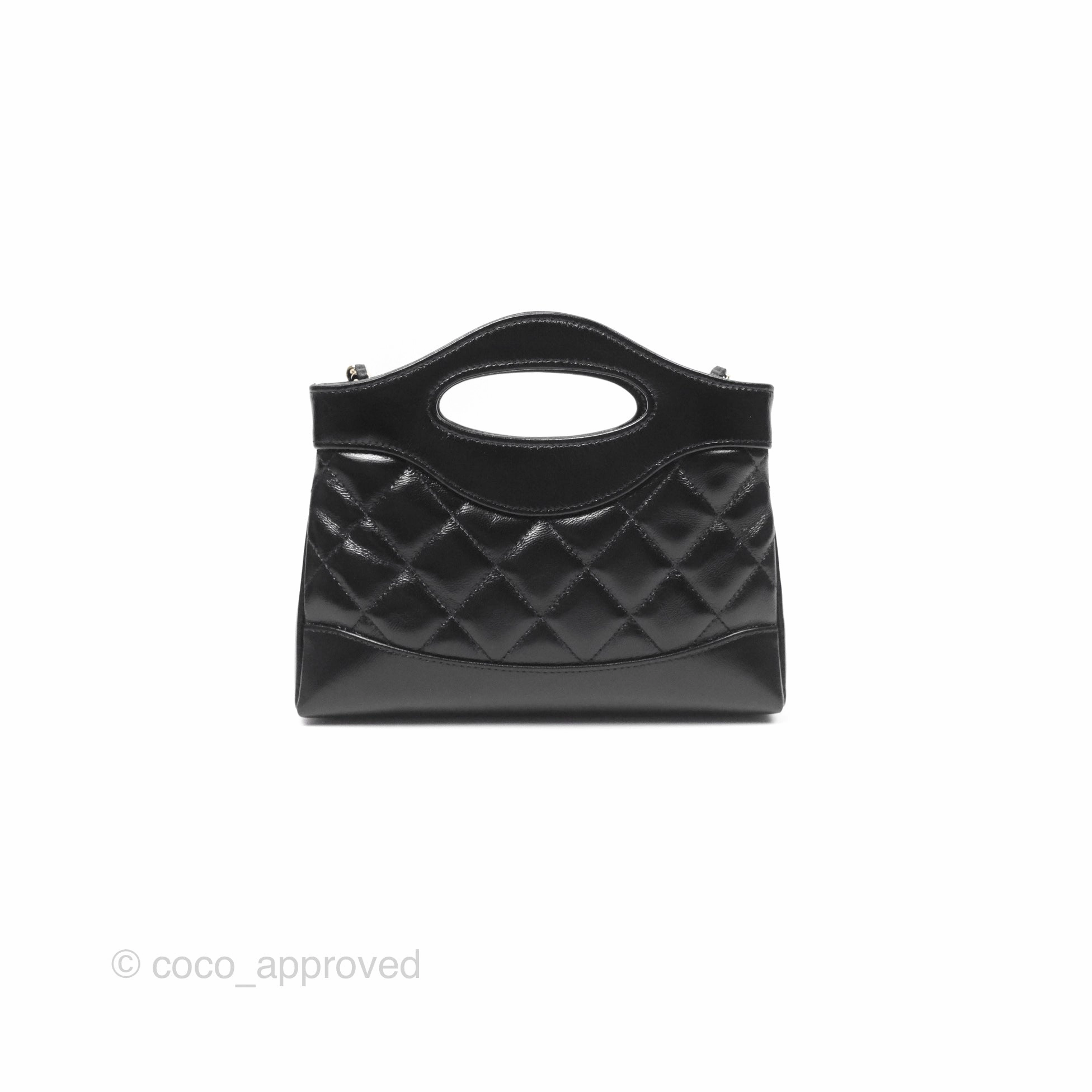 Chanel Nano 31 Black Shiny Lambskin Gold Hardware