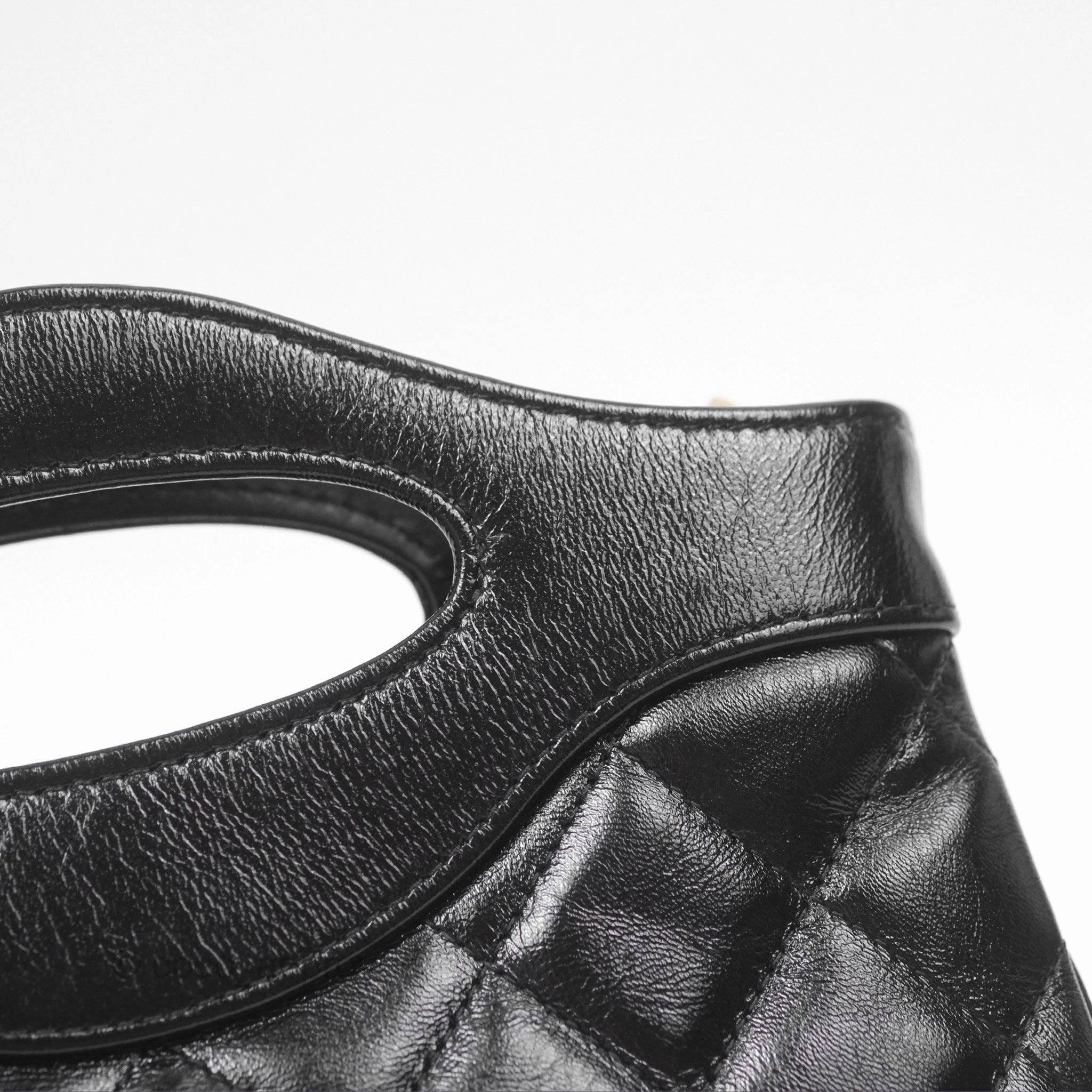Chanel Nano 31 Black Shiny Lambskin Gold Hardware