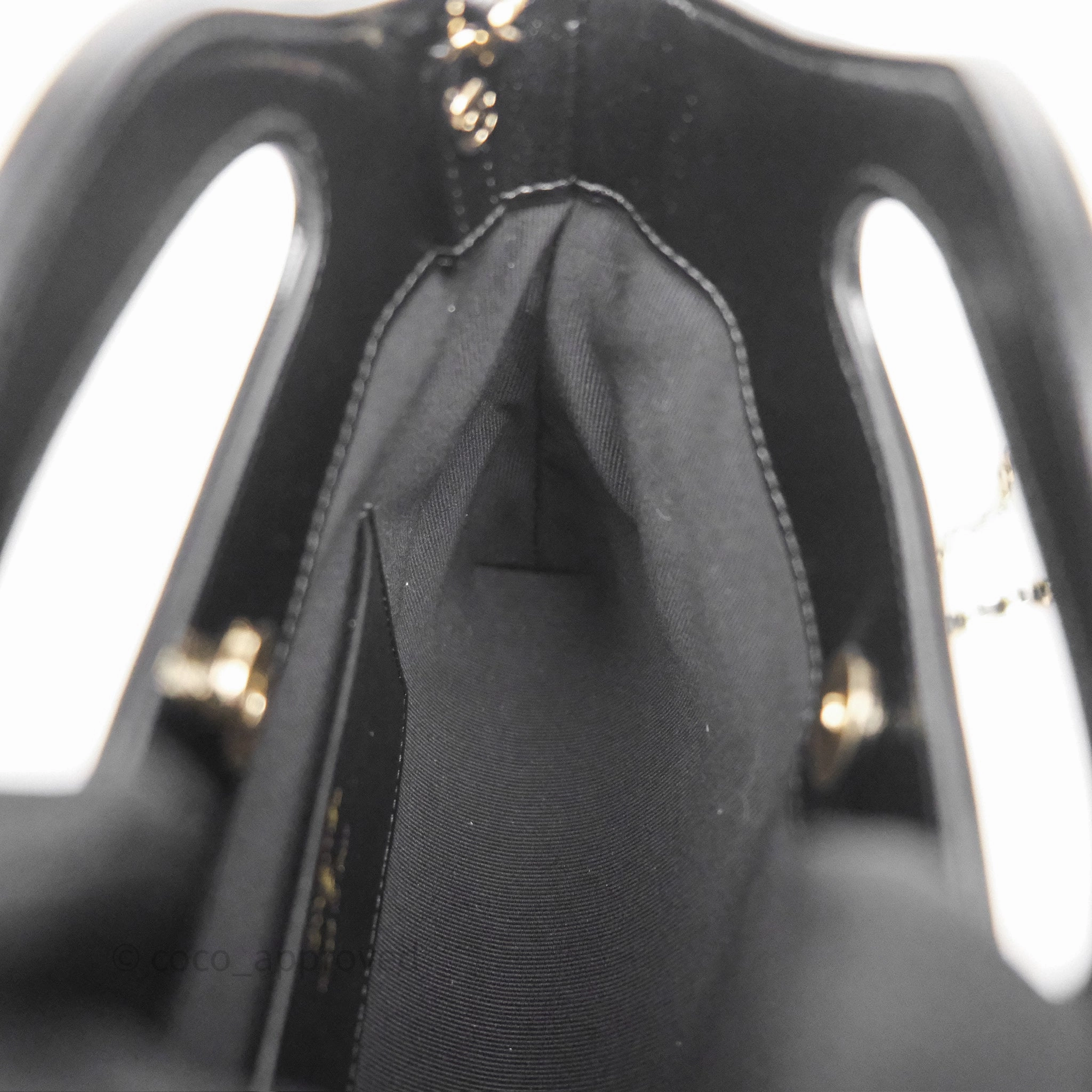 Chanel Nano 31 White/ Black Shiny Lambskin Gold Hardware
