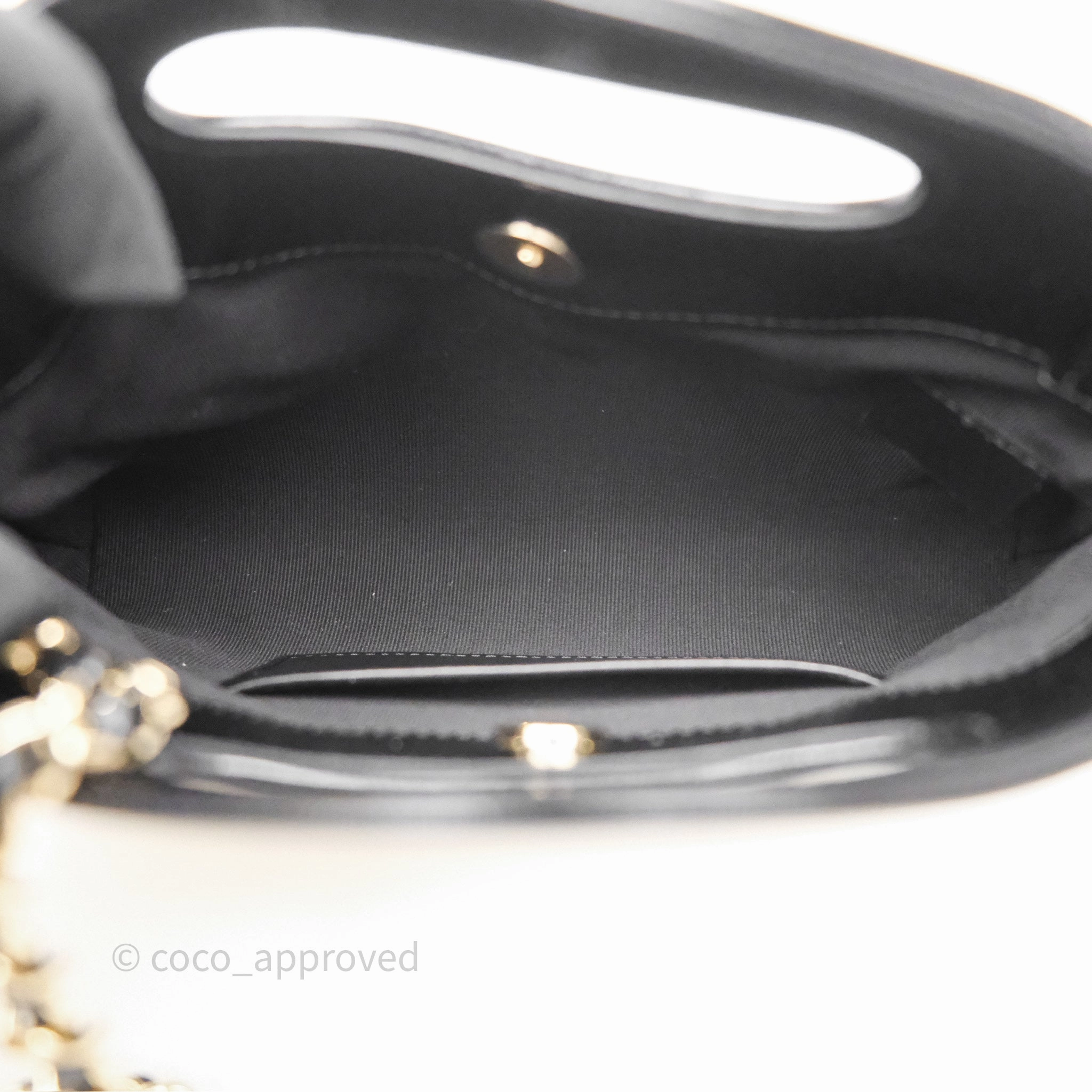 Chanel Nano 31 White/ Black Shiny Lambskin Gold Hardware