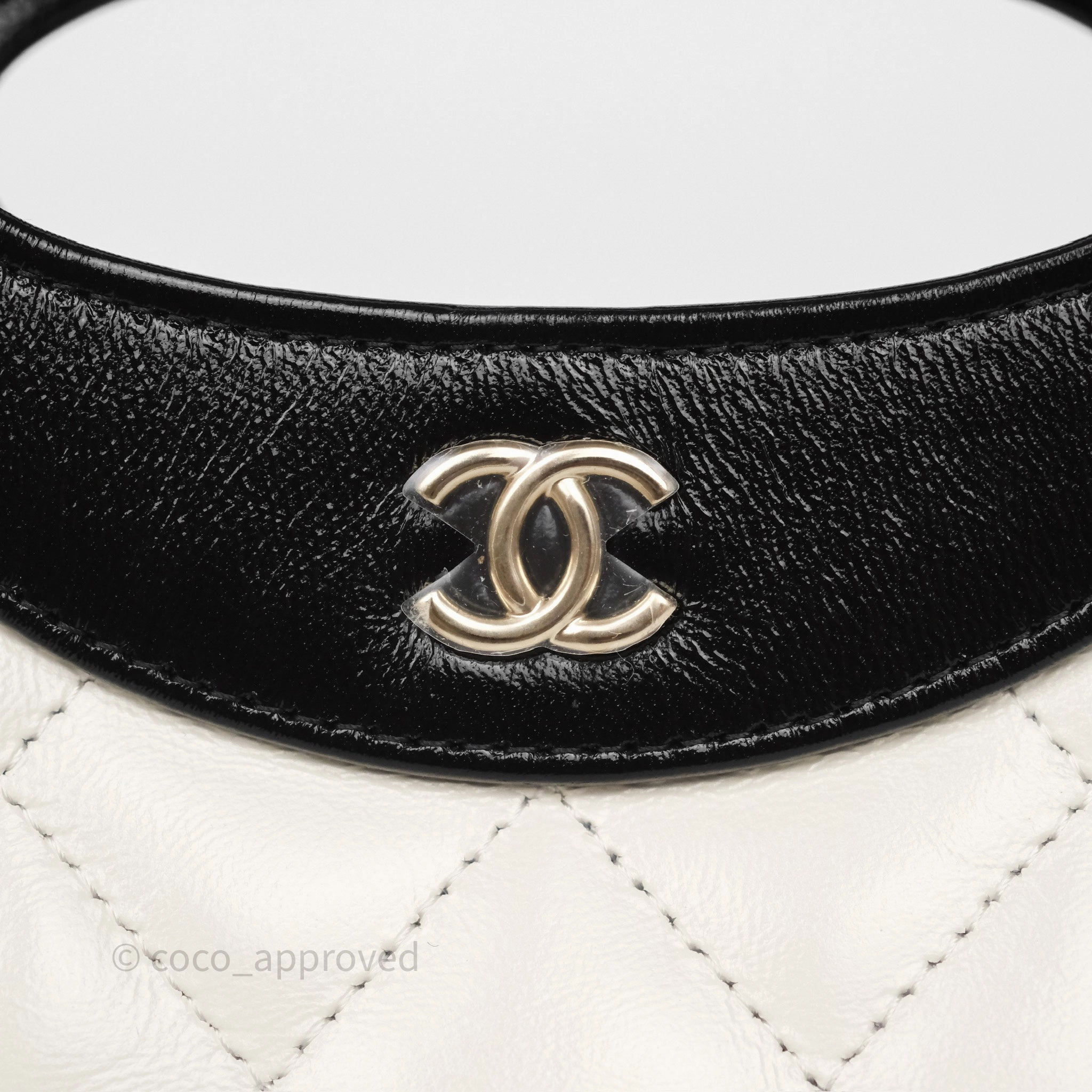 Chanel Nano 31 White/ Black Shiny Lambskin Gold Hardware