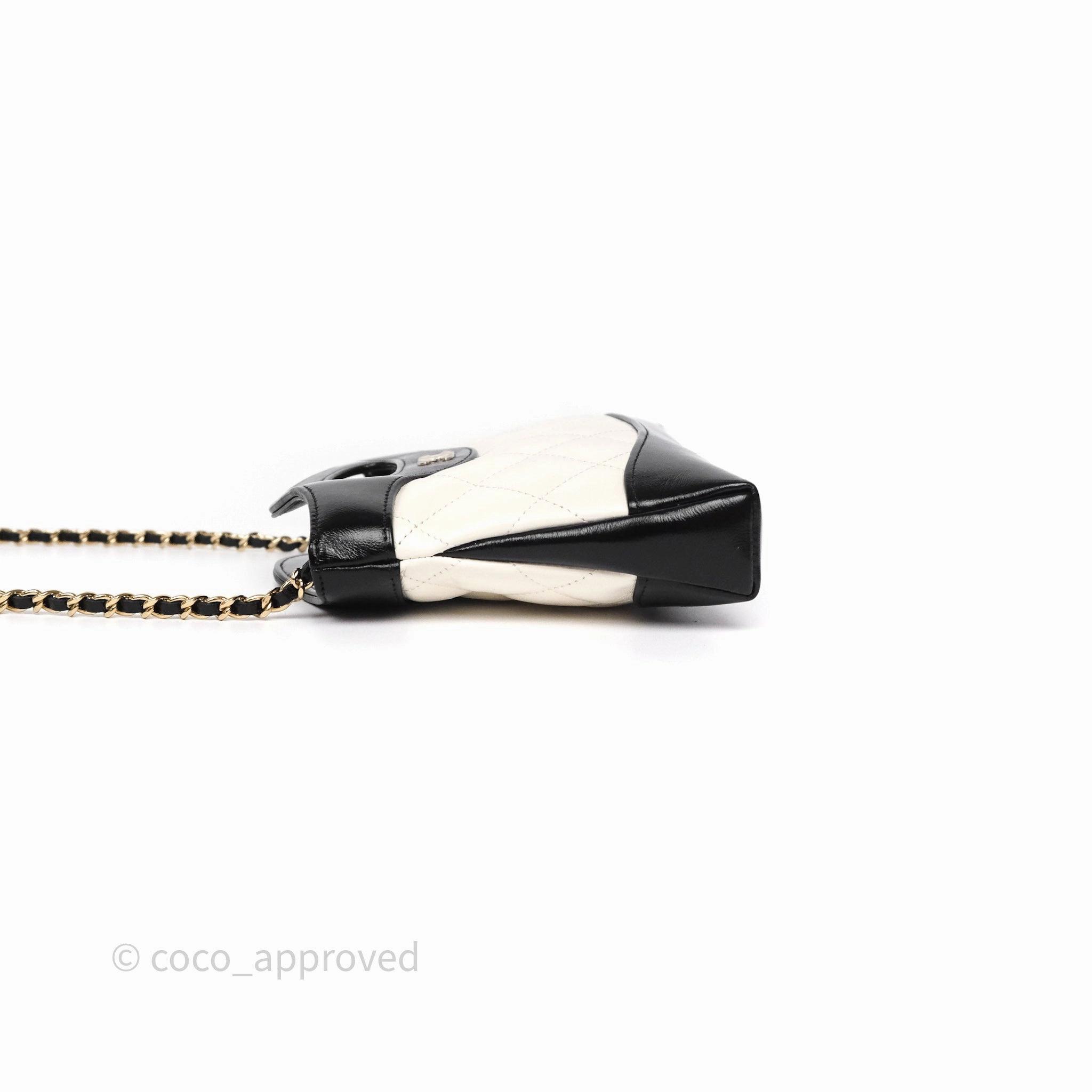 Chanel Nano 31 White/ Black Shiny Lambskin Gold Hardware