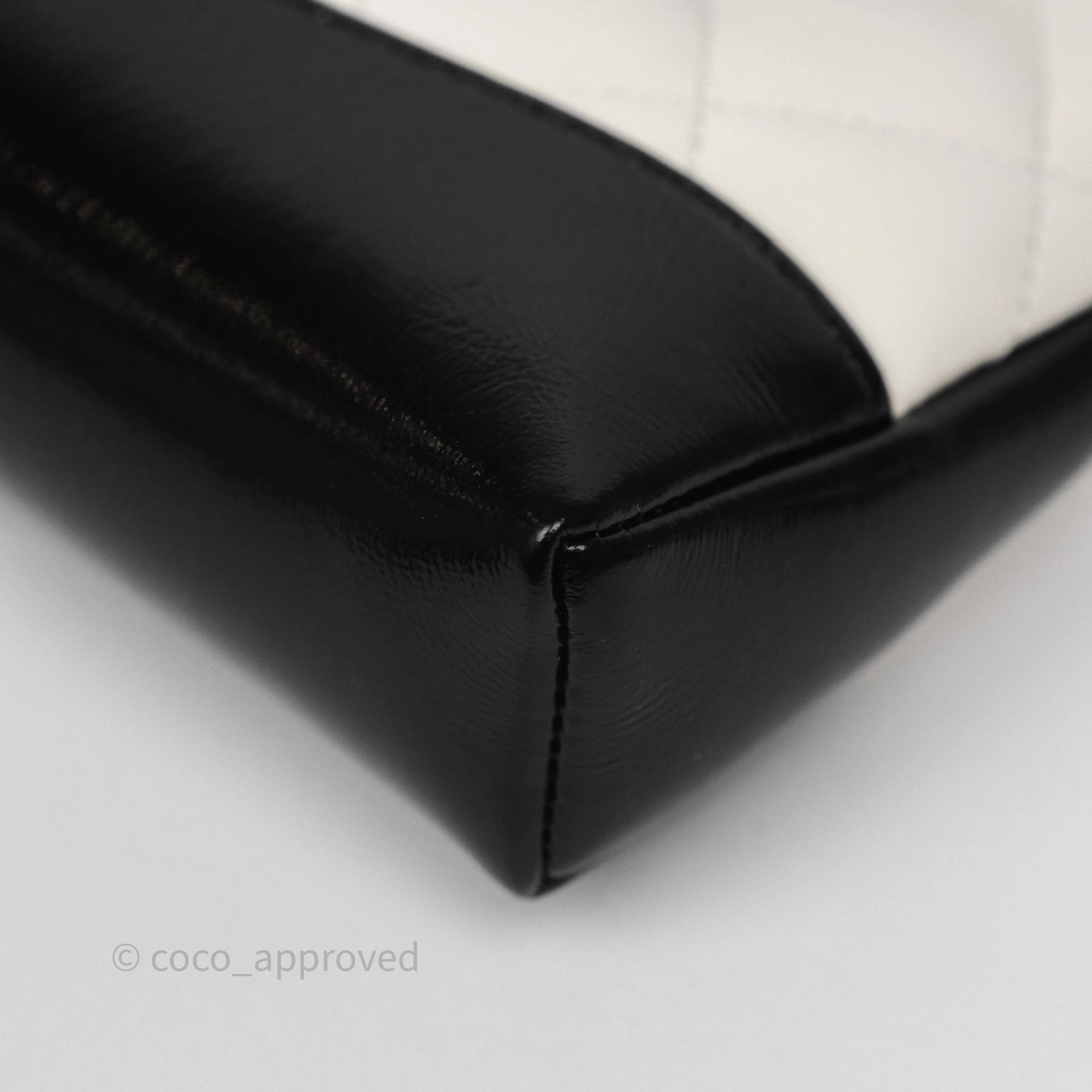 Chanel Nano 31 White/ Black Shiny Lambskin Gold Hardware