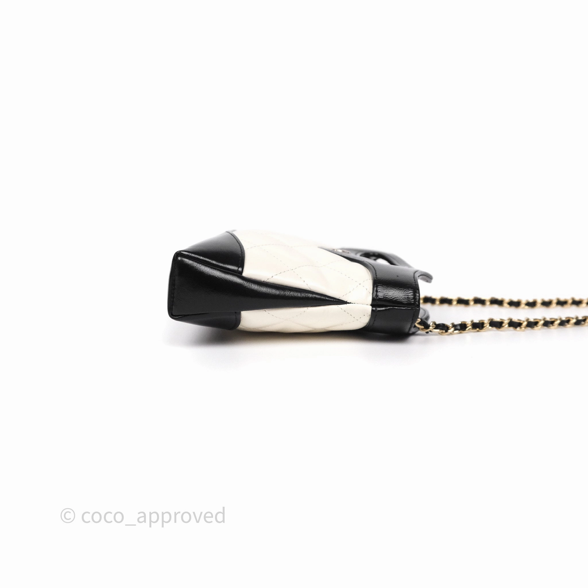 Chanel Nano 31 White/ Black Shiny Lambskin Gold Hardware