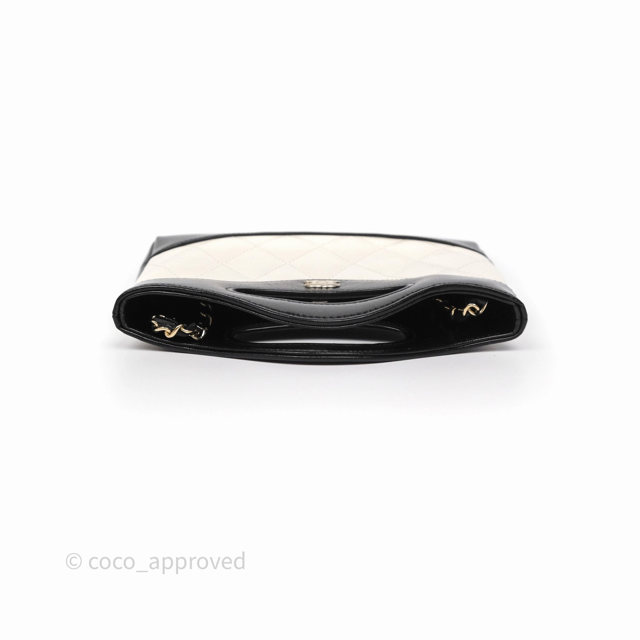 Chanel Nano 31 White/ Black Shiny Lambskin Gold Hardware