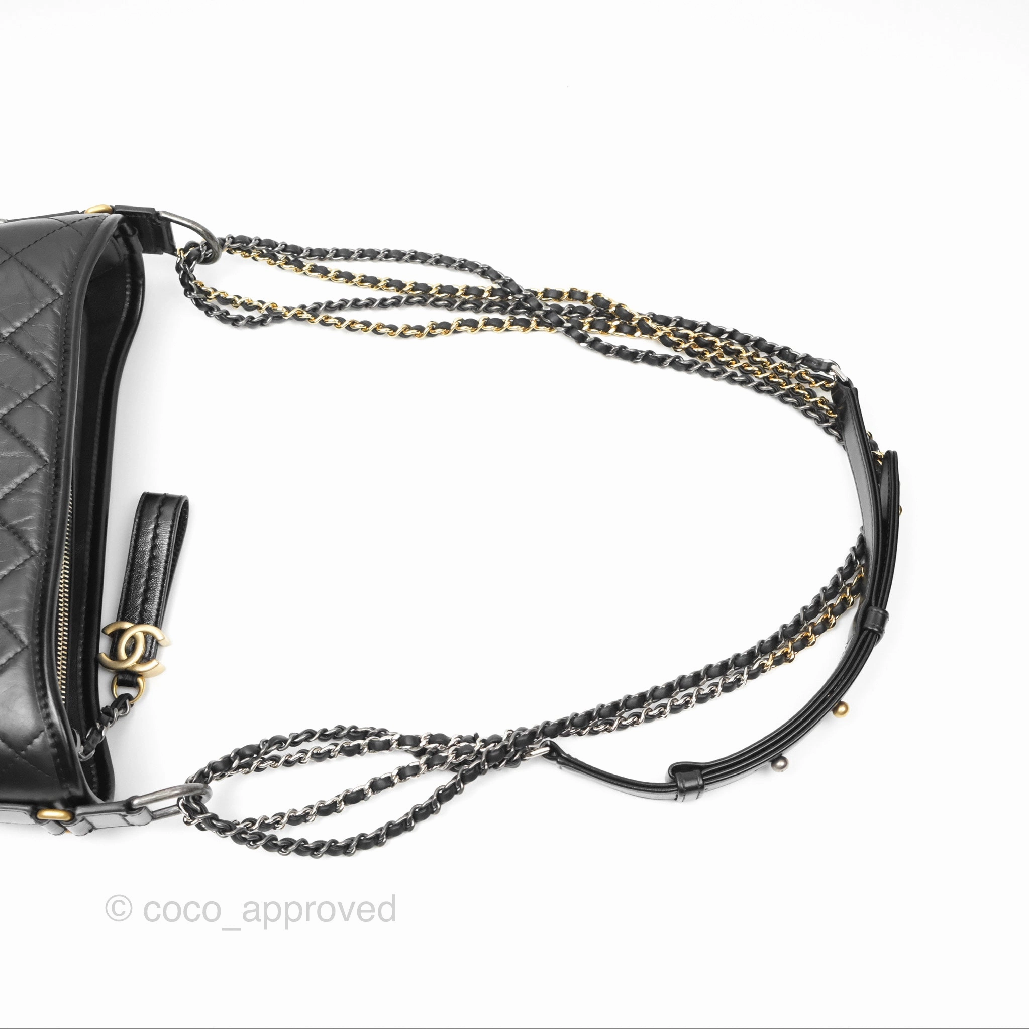 Chanel New Medium Gabrielle Hobo Quilted Black Aged Calfskin
