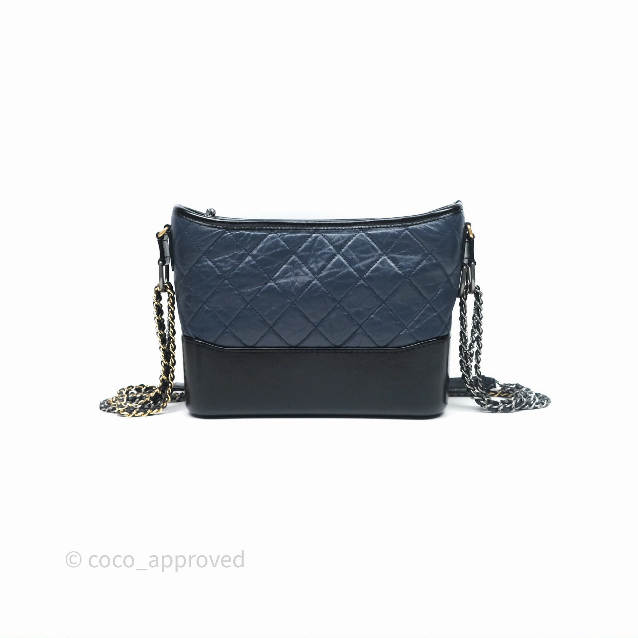 Chanel New Medium Gabrielle Hobo Quilted Navy Black Aged Calfskin