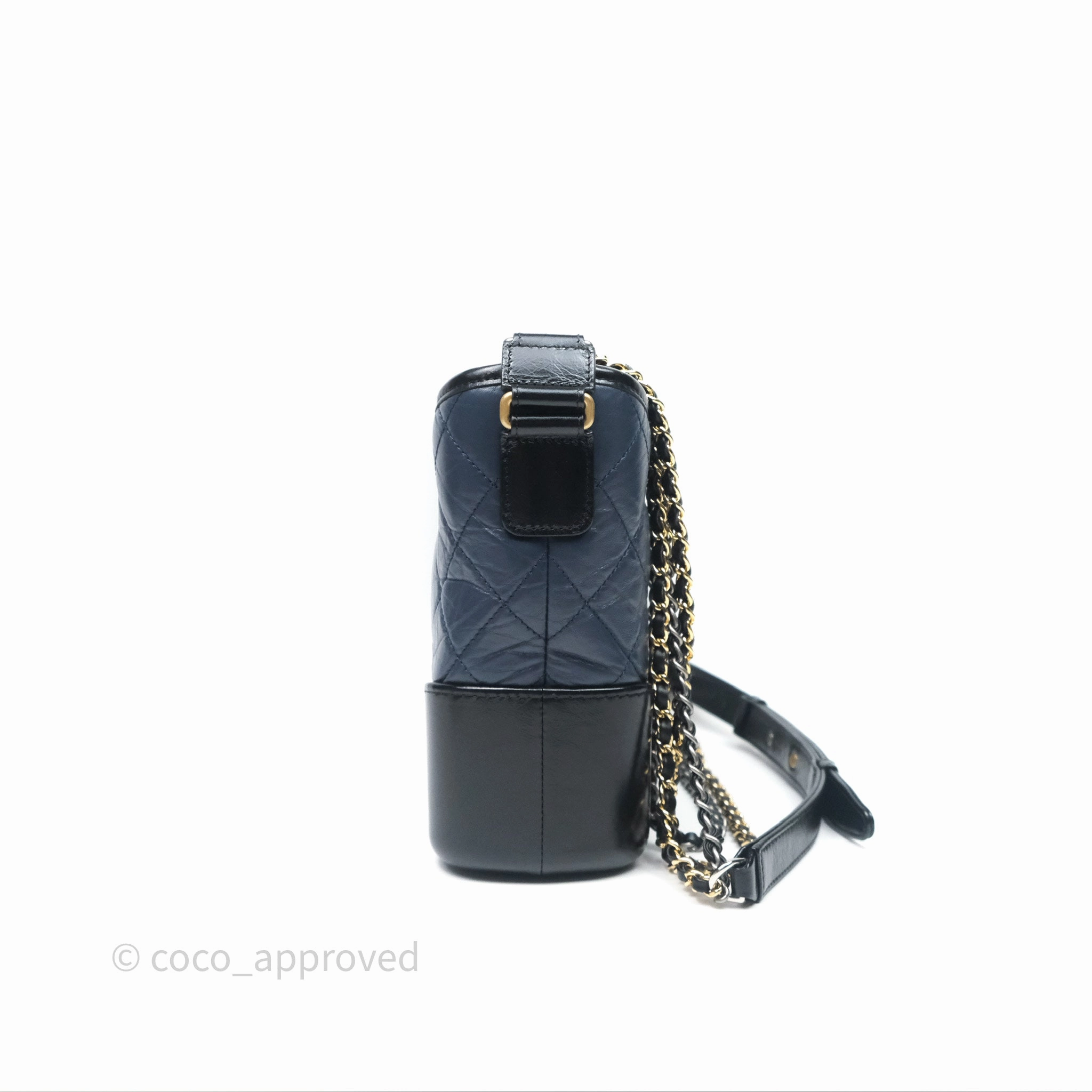 Chanel New Medium Gabrielle Hobo Quilted Navy Black Aged Calfskin