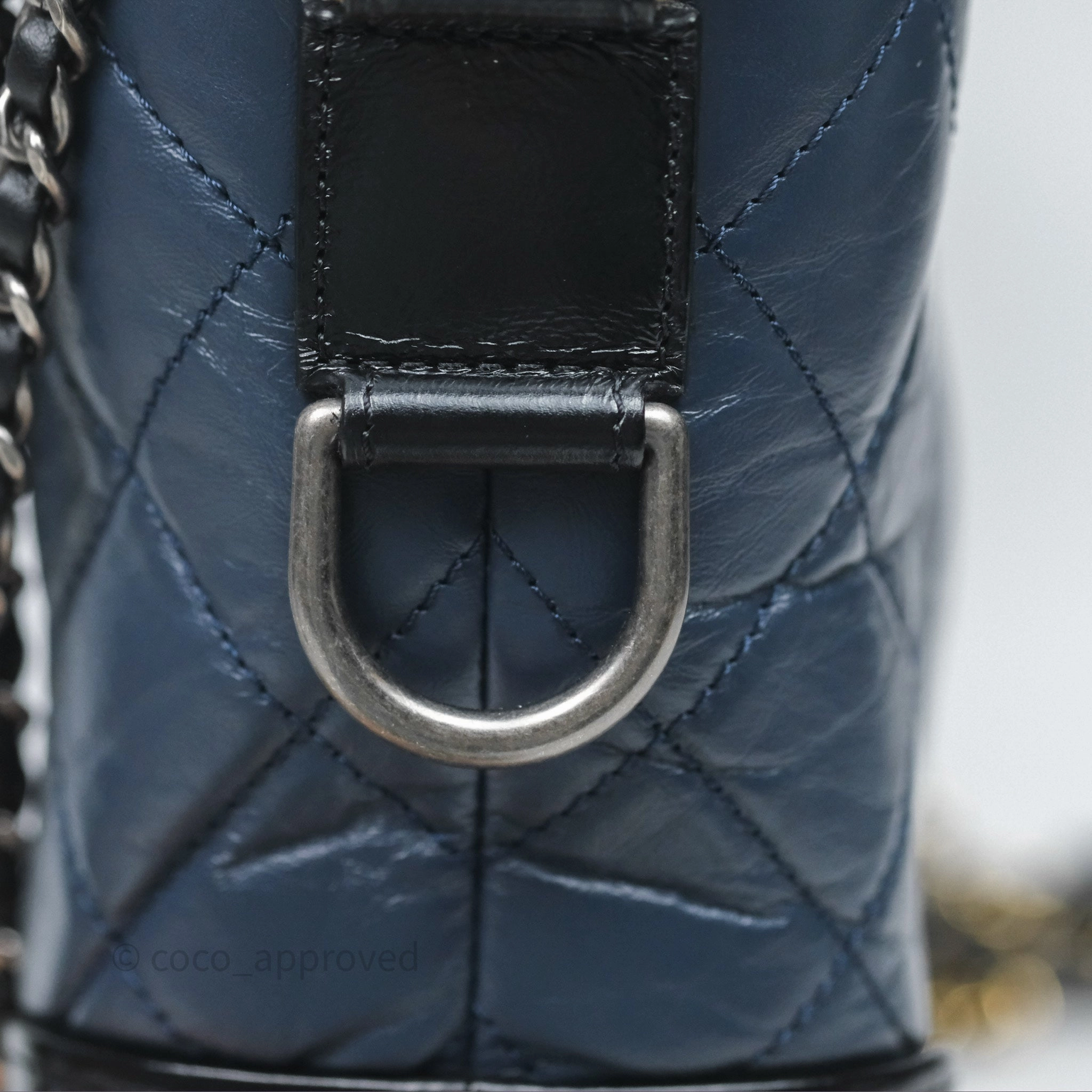 Chanel New Medium Gabrielle Hobo Quilted Navy Black Aged Calfskin