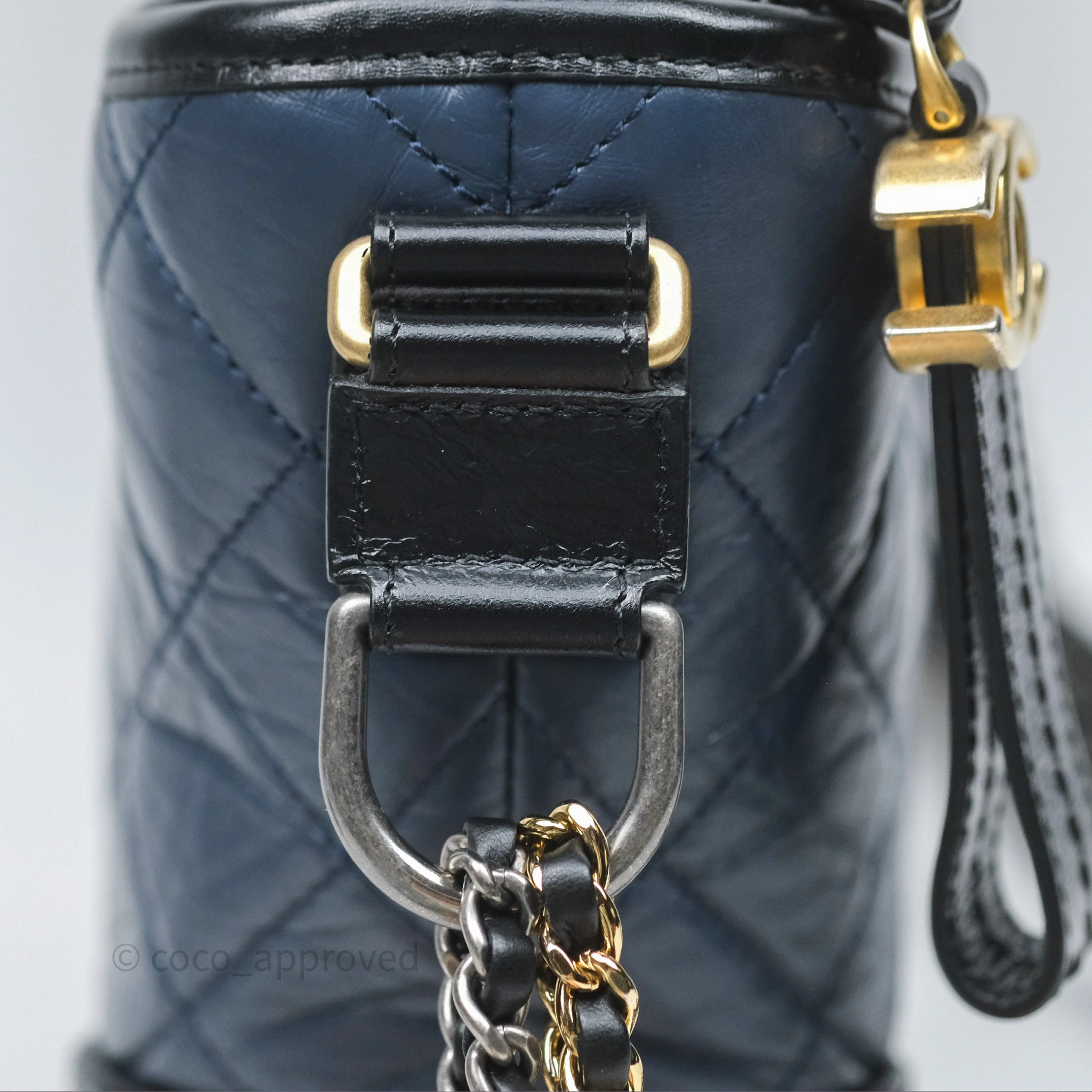 Chanel New Medium Gabrielle Hobo Quilted Navy Black Aged Calfskin