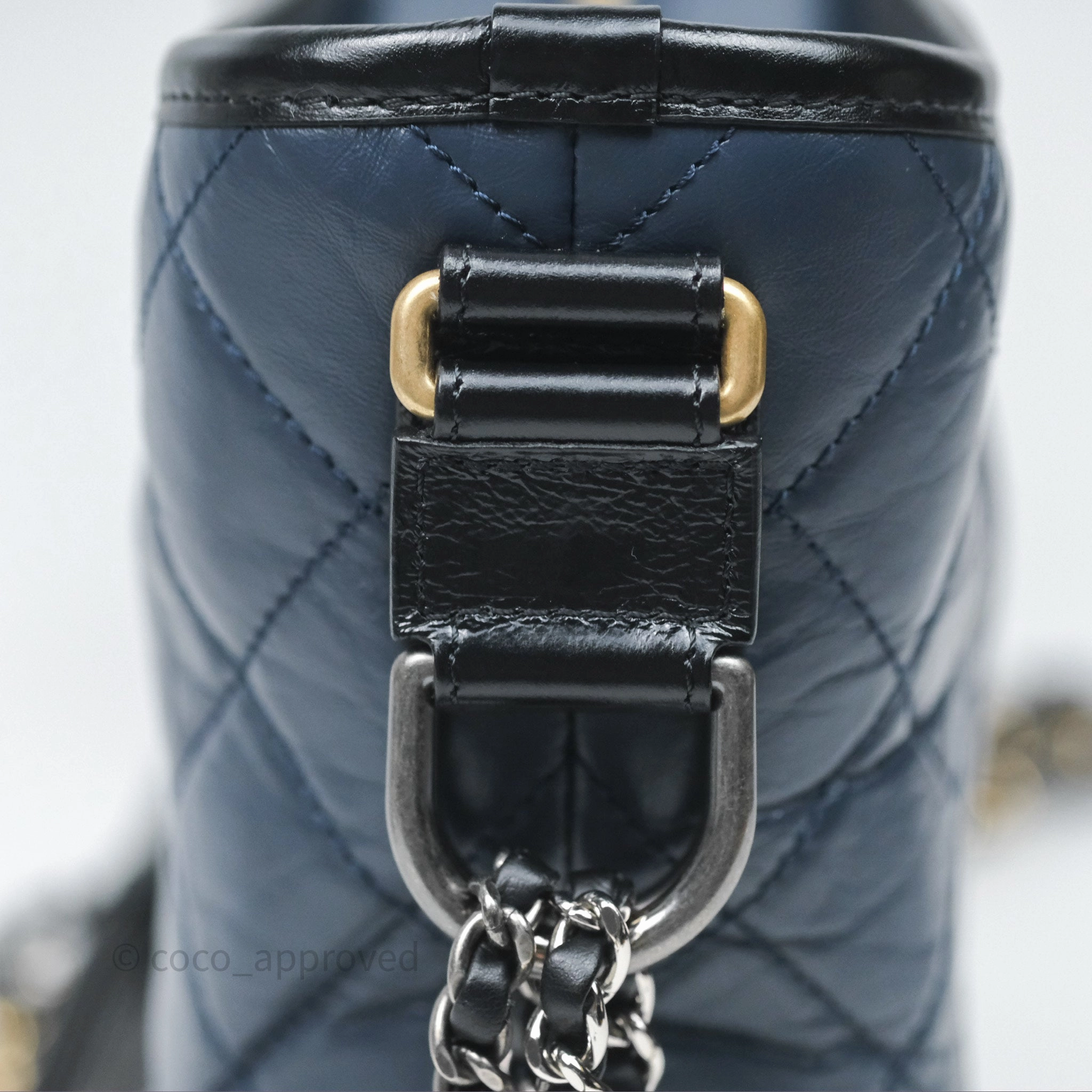 Chanel New Medium Gabrielle Hobo Quilted Navy Black Aged Calfskin