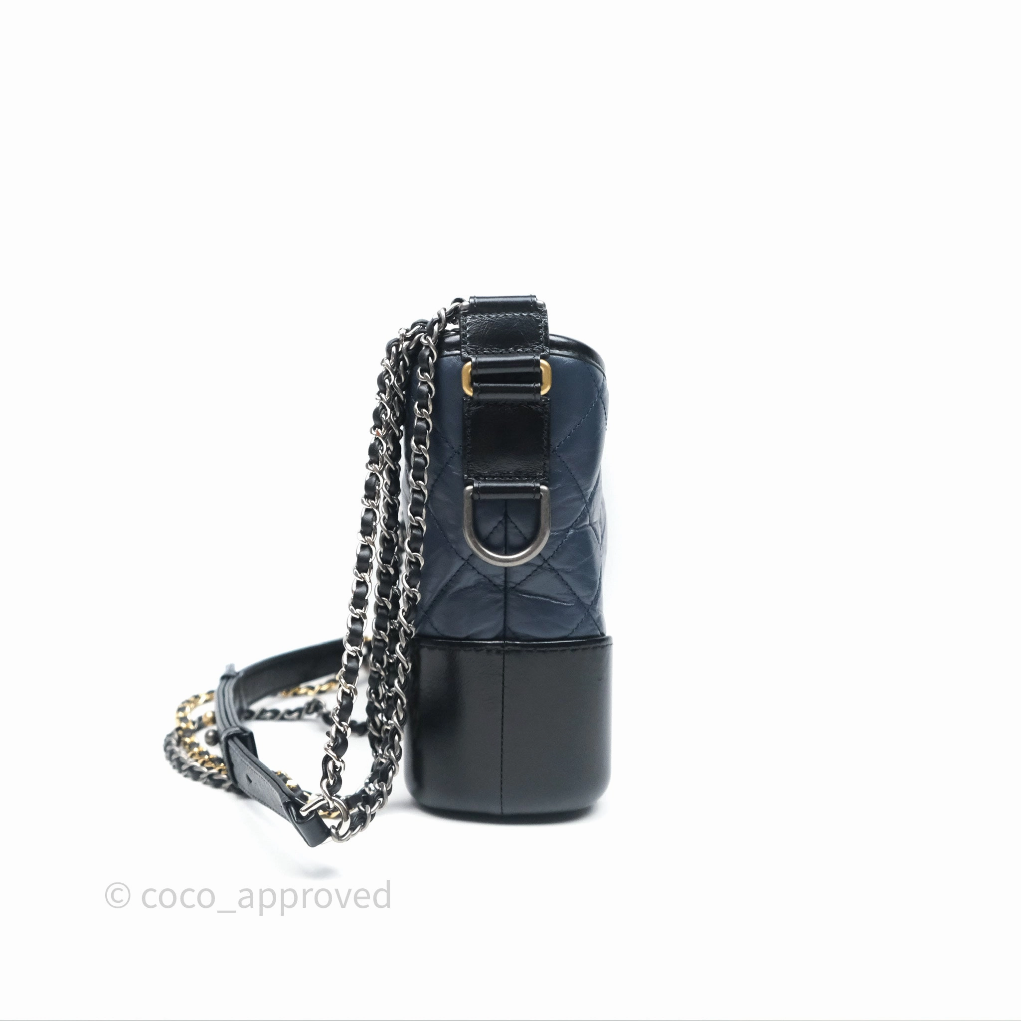 Chanel New Medium Gabrielle Hobo Quilted Navy Black Aged Calfskin