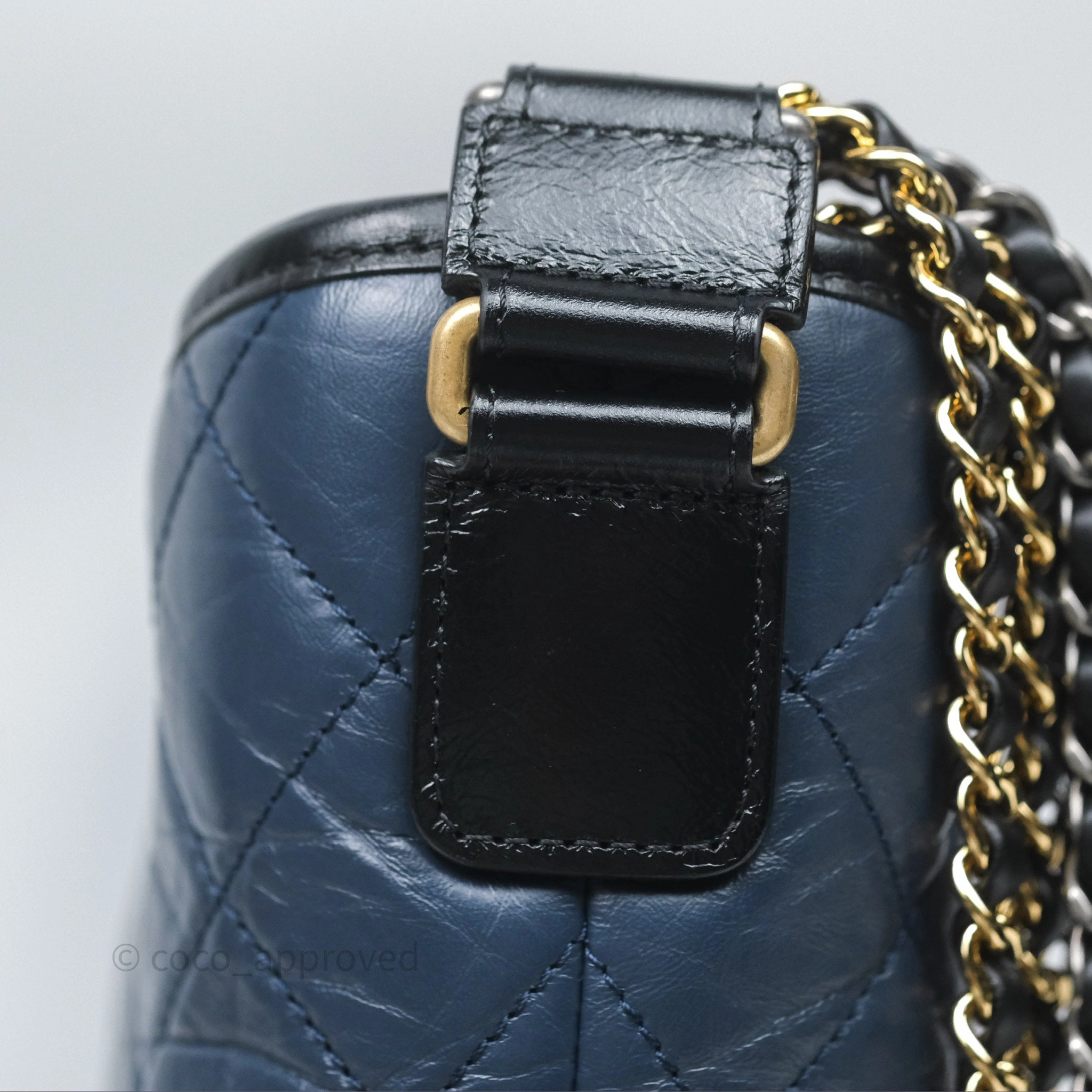 Chanel New Medium Gabrielle Hobo Quilted Navy Black Aged Calfskin
